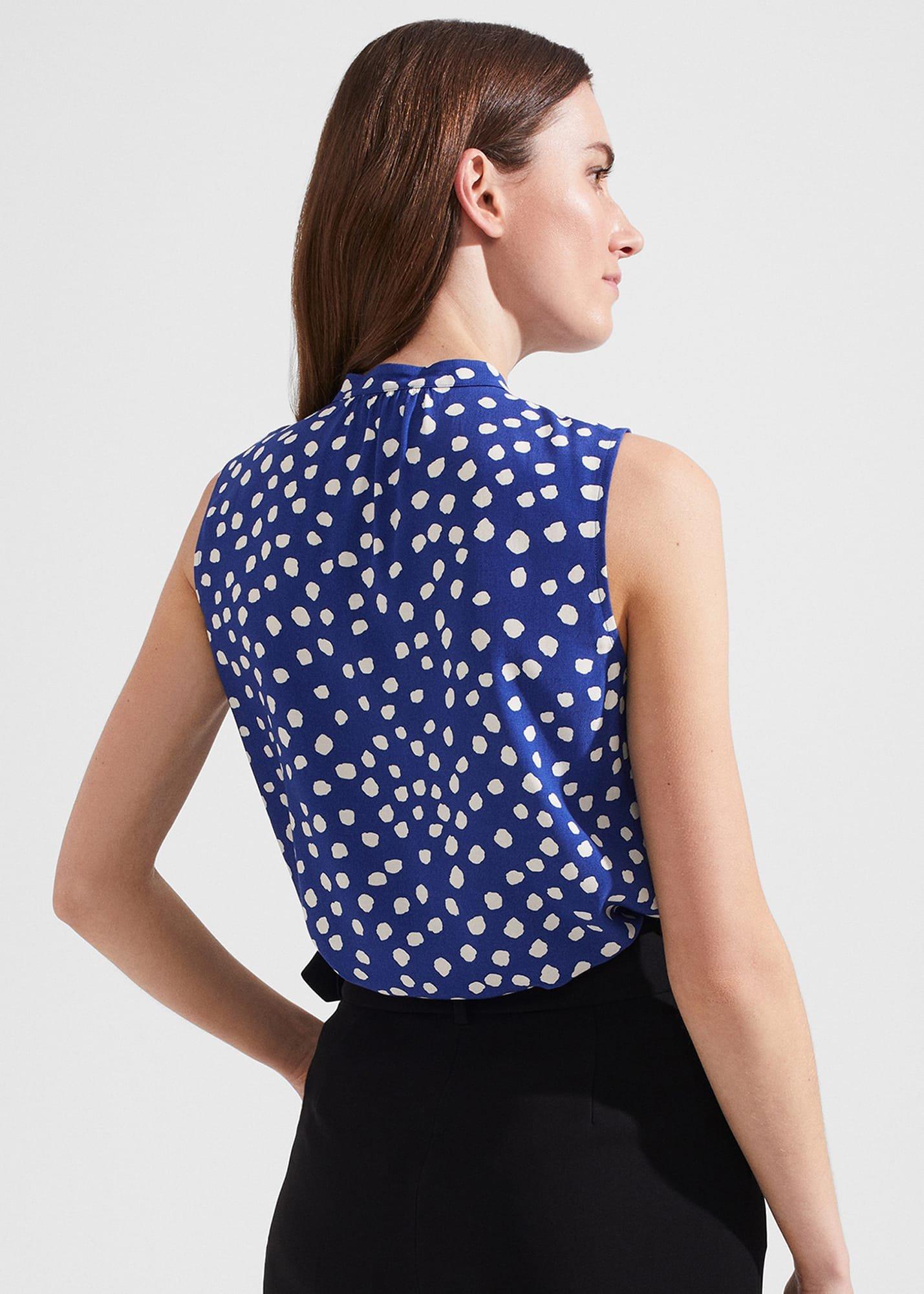 Heidi Spot Top, Deep Blue Cream, hi-res