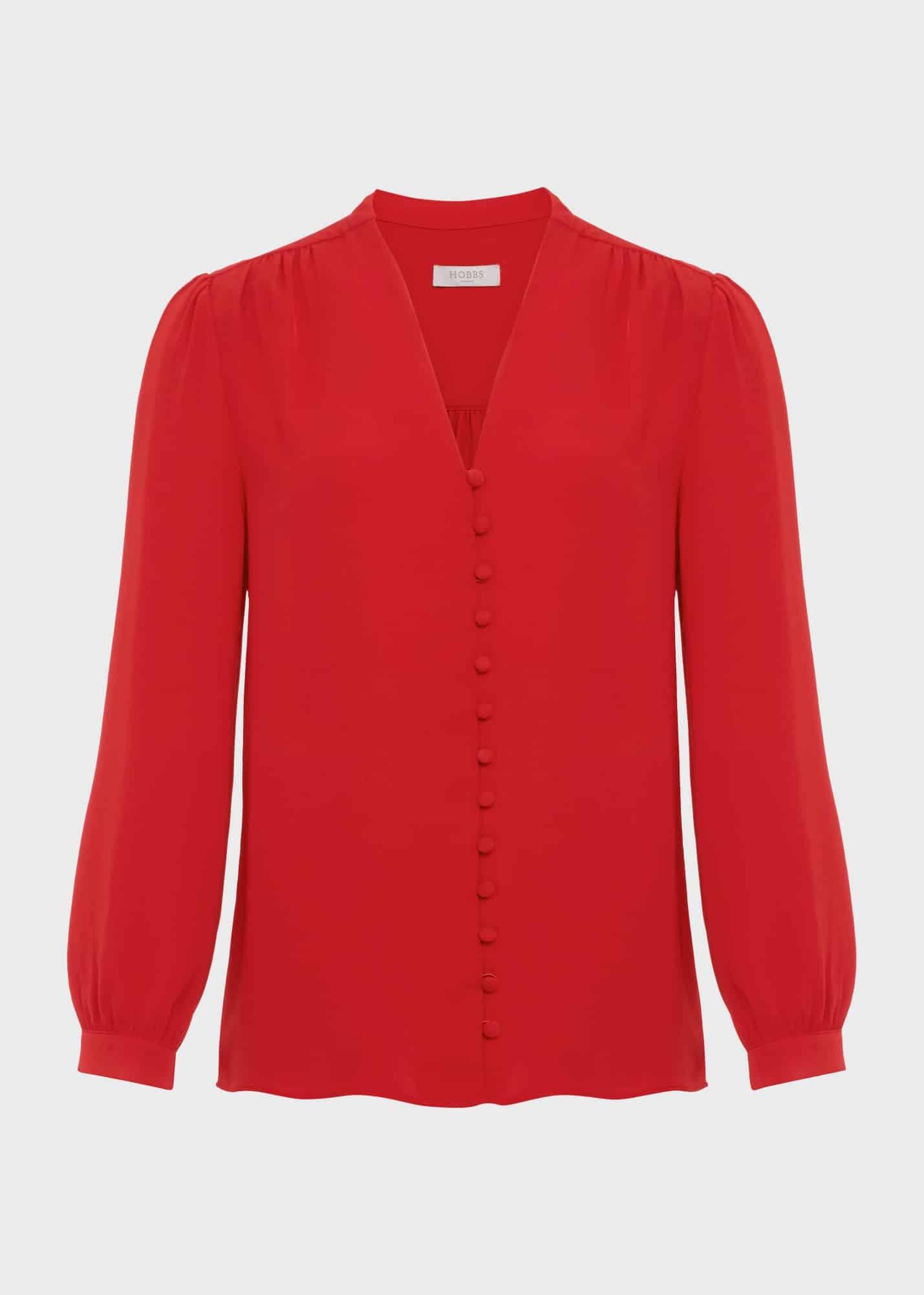 Magnolia Blouse, Currant Red, hi-res