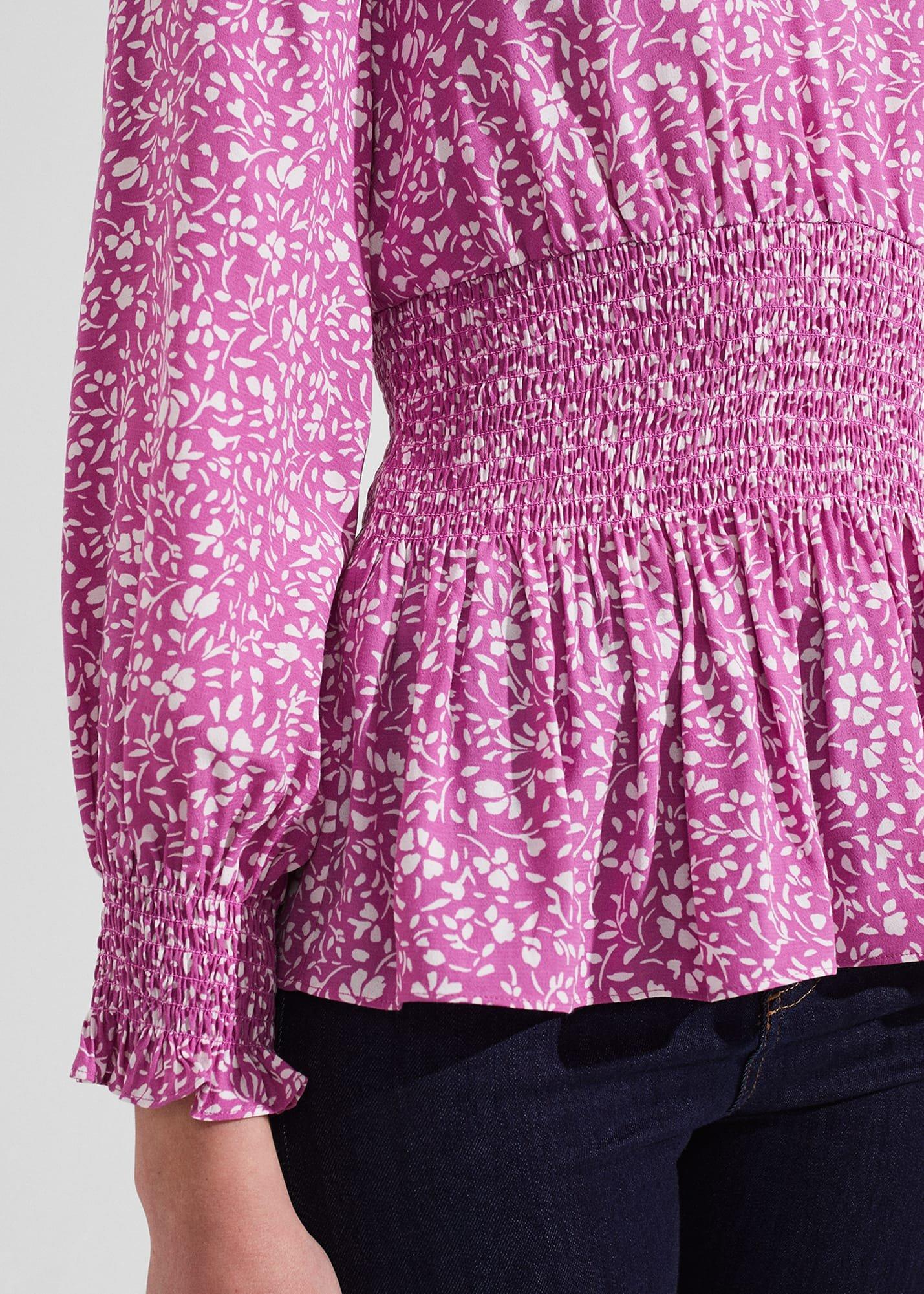 Samira Floral Blouse, Violet Ivory, hi-res