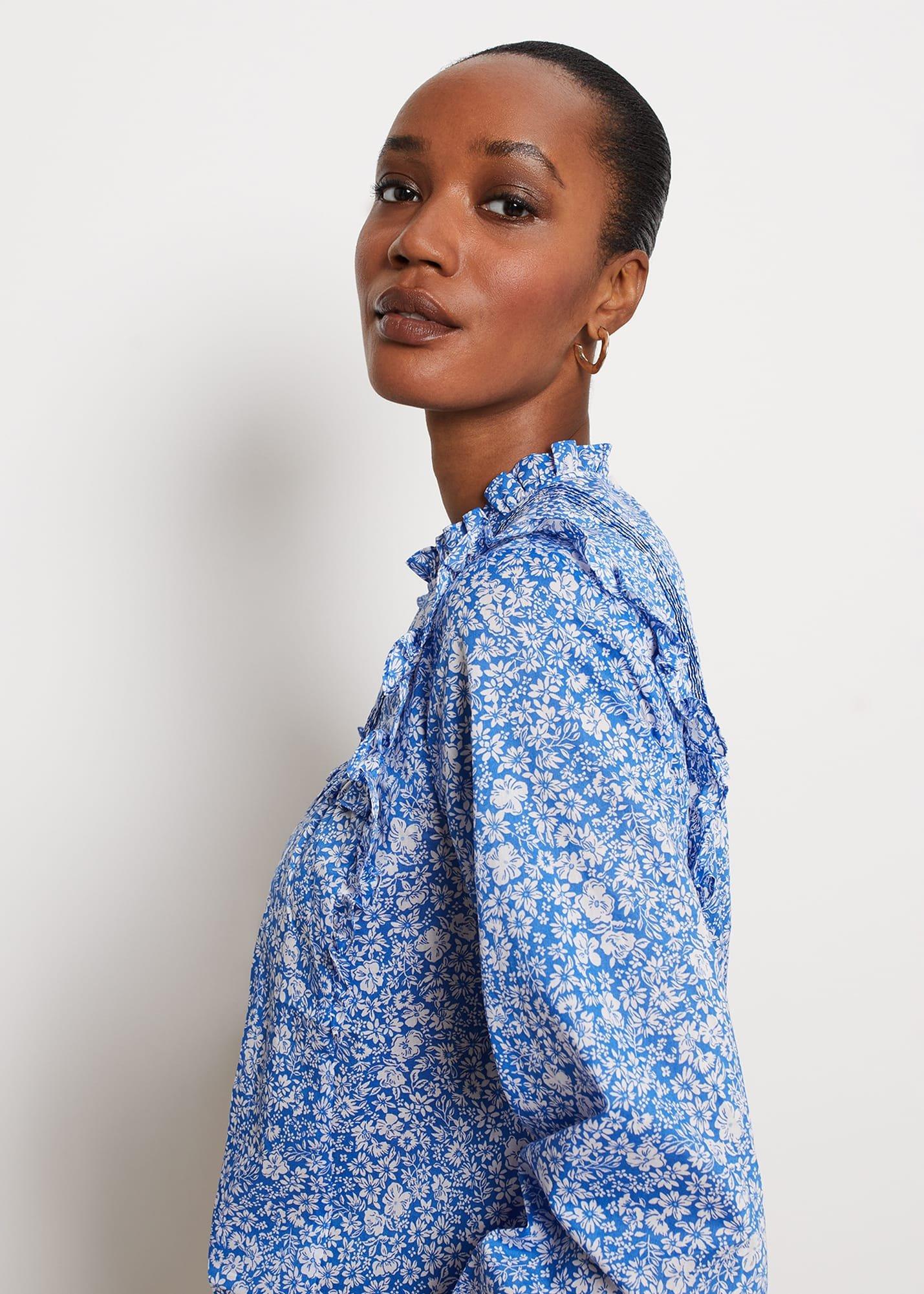 Alden Blouse, Blue Ivory, hi-res