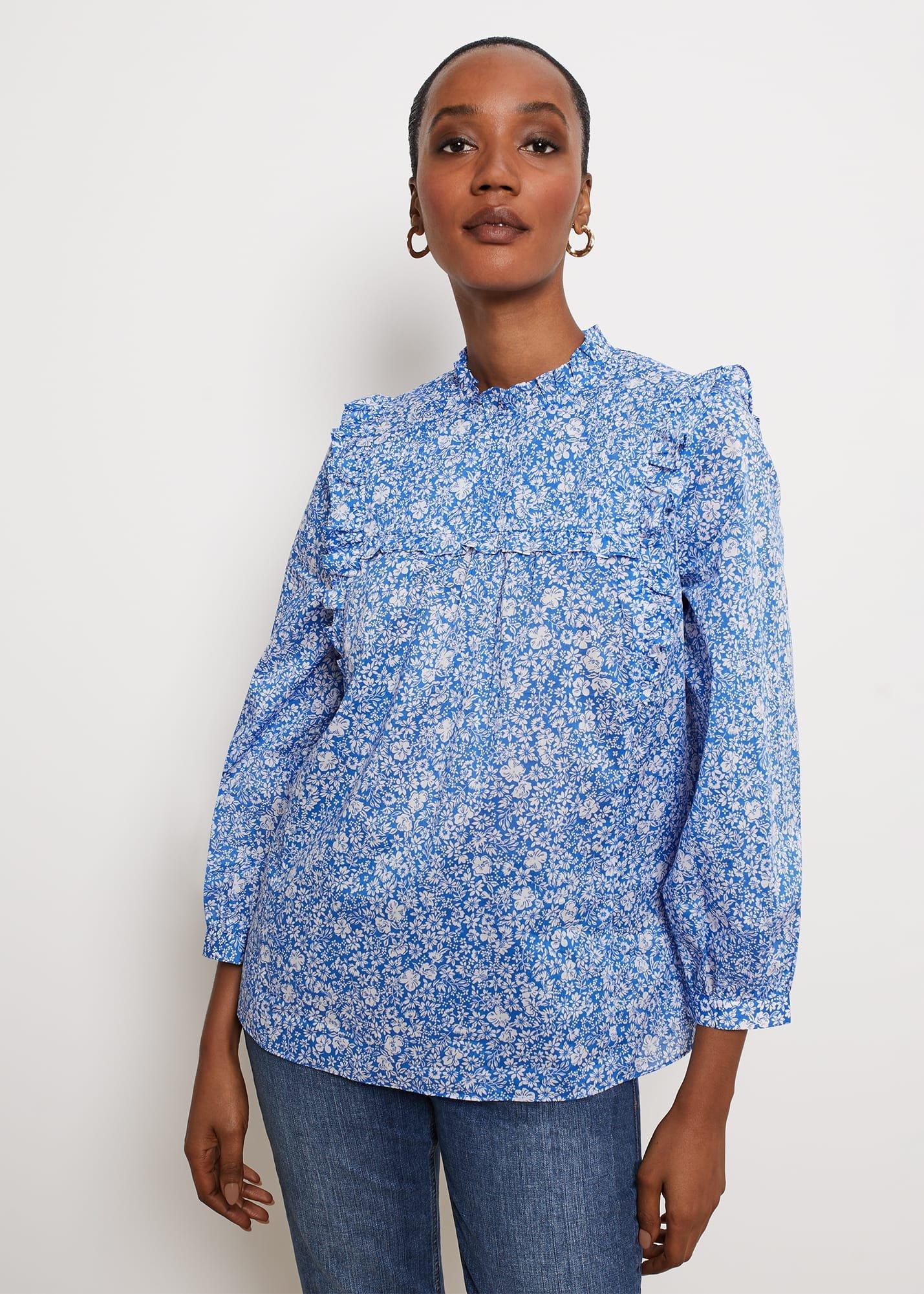 Alden Blouse, Blue Ivory, hi-res