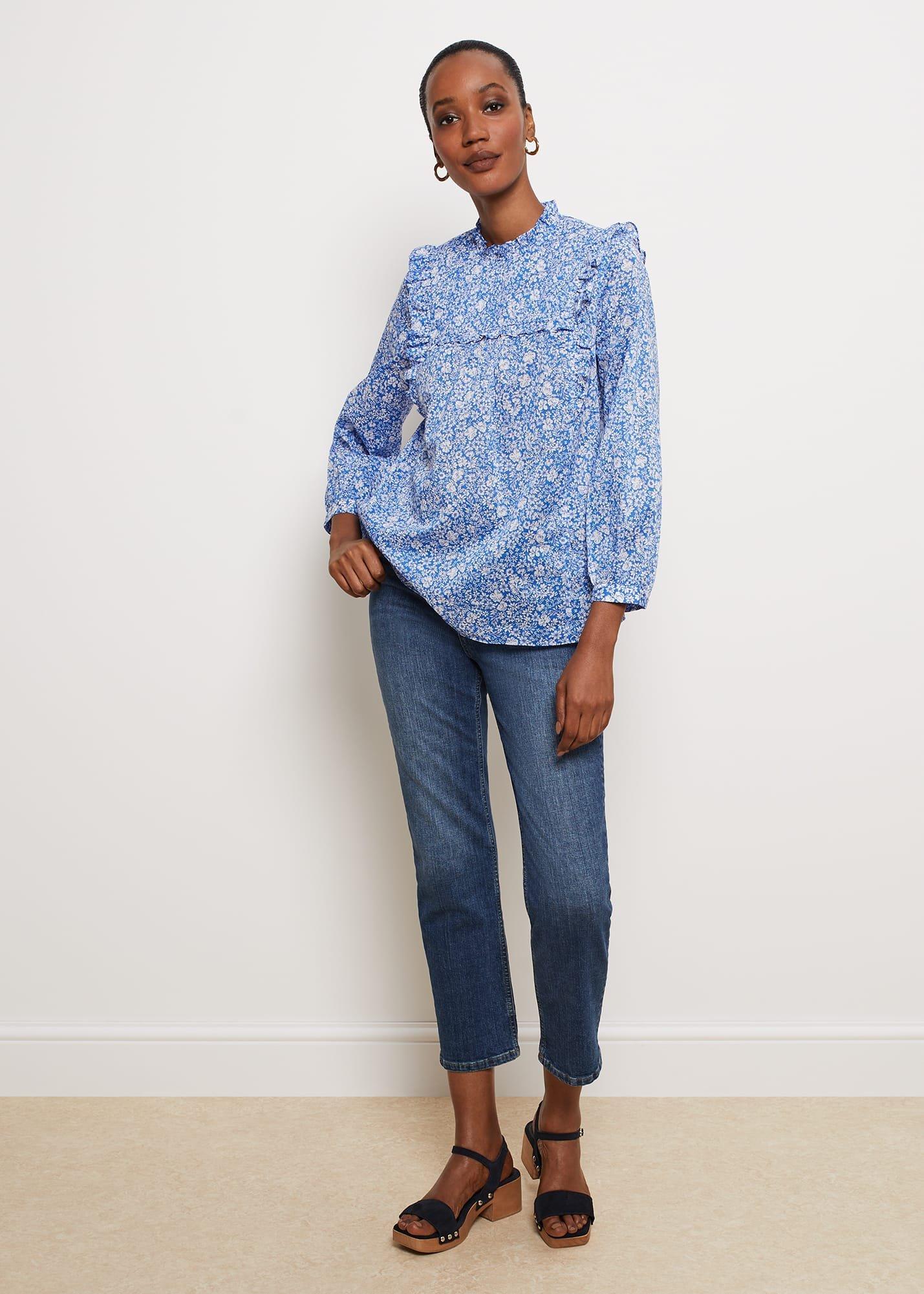 Alden Blouse, Blue Ivory, hi-res