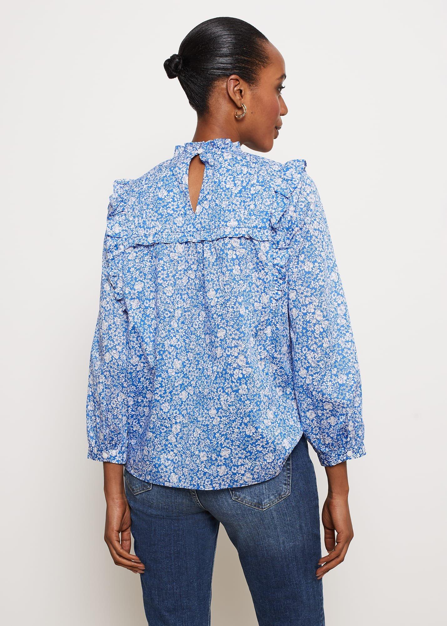 Alden Blouse, Blue Ivory, hi-res