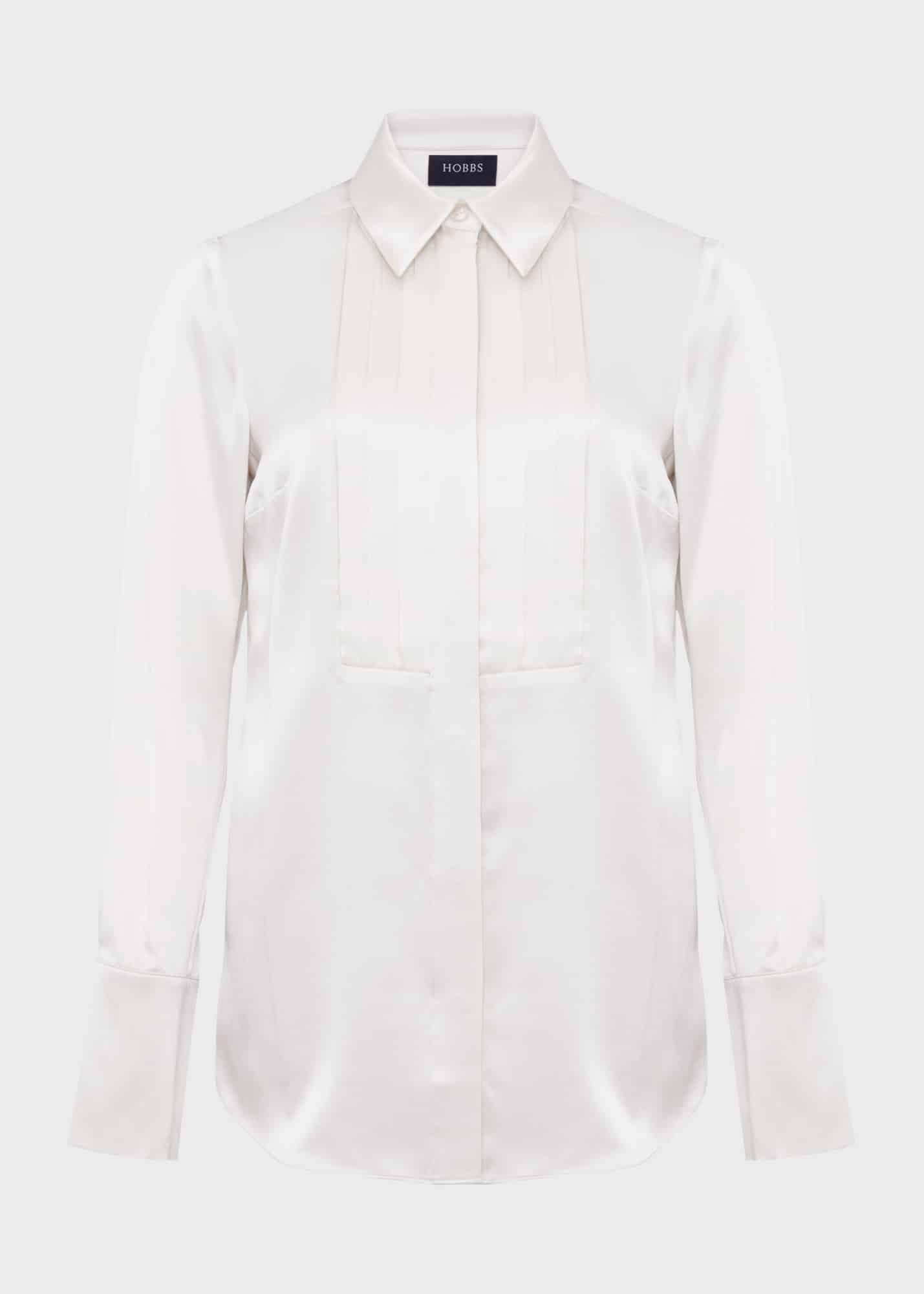 Madeleine Silk Shirt, Ivory, hi-res