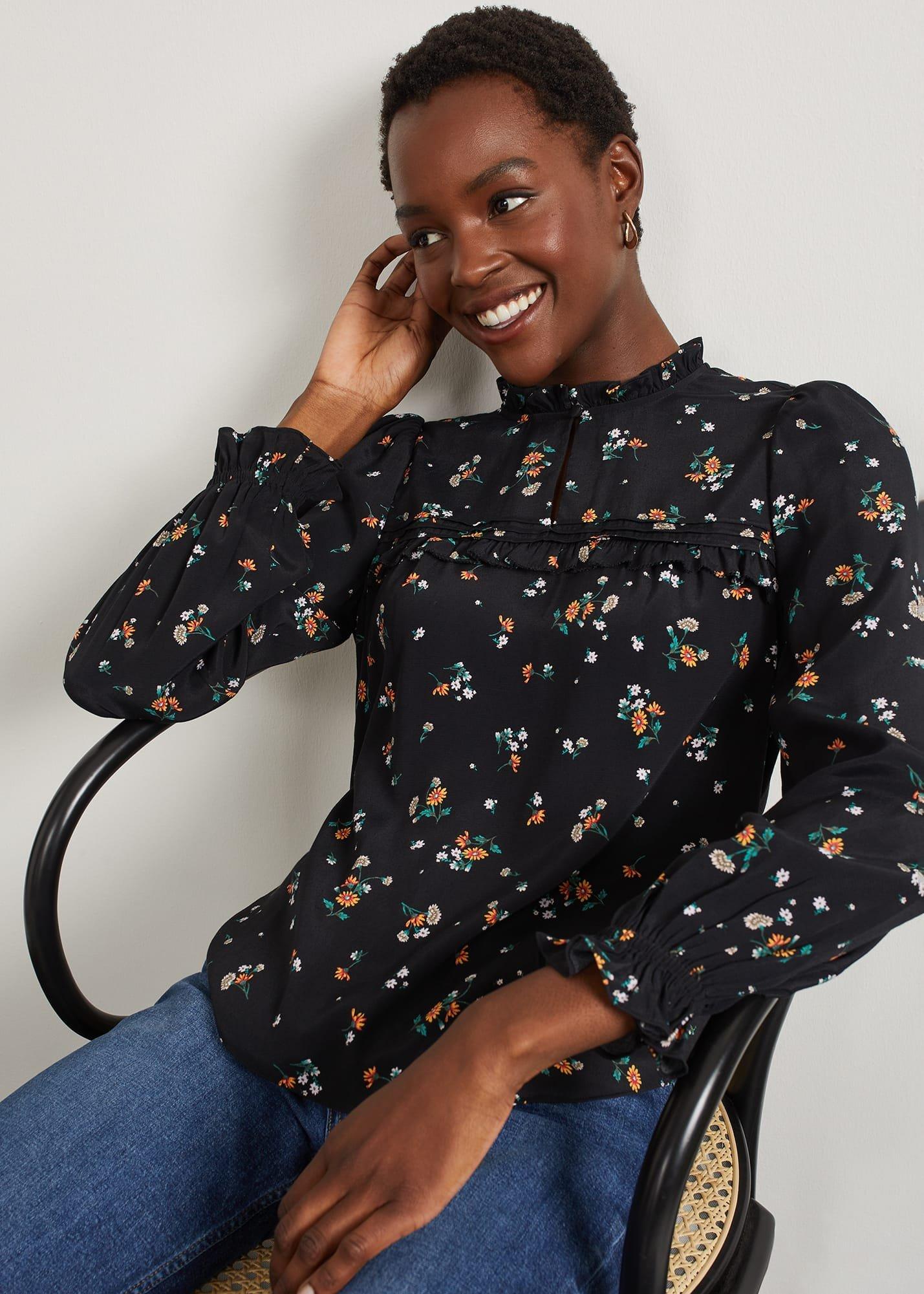 Henley Top, Black Multi, hi-res