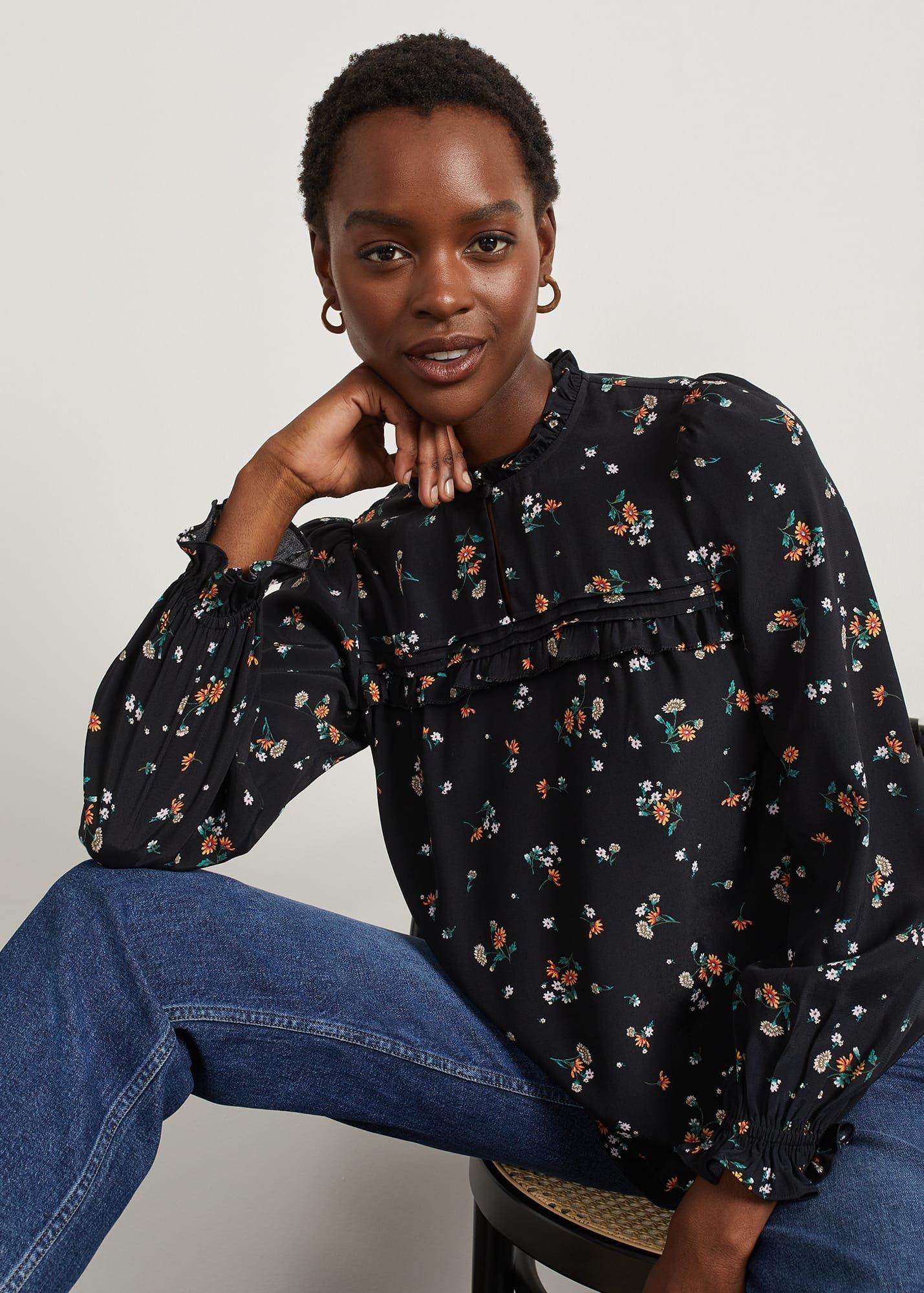 Henley Top, Black Multi, hi-res