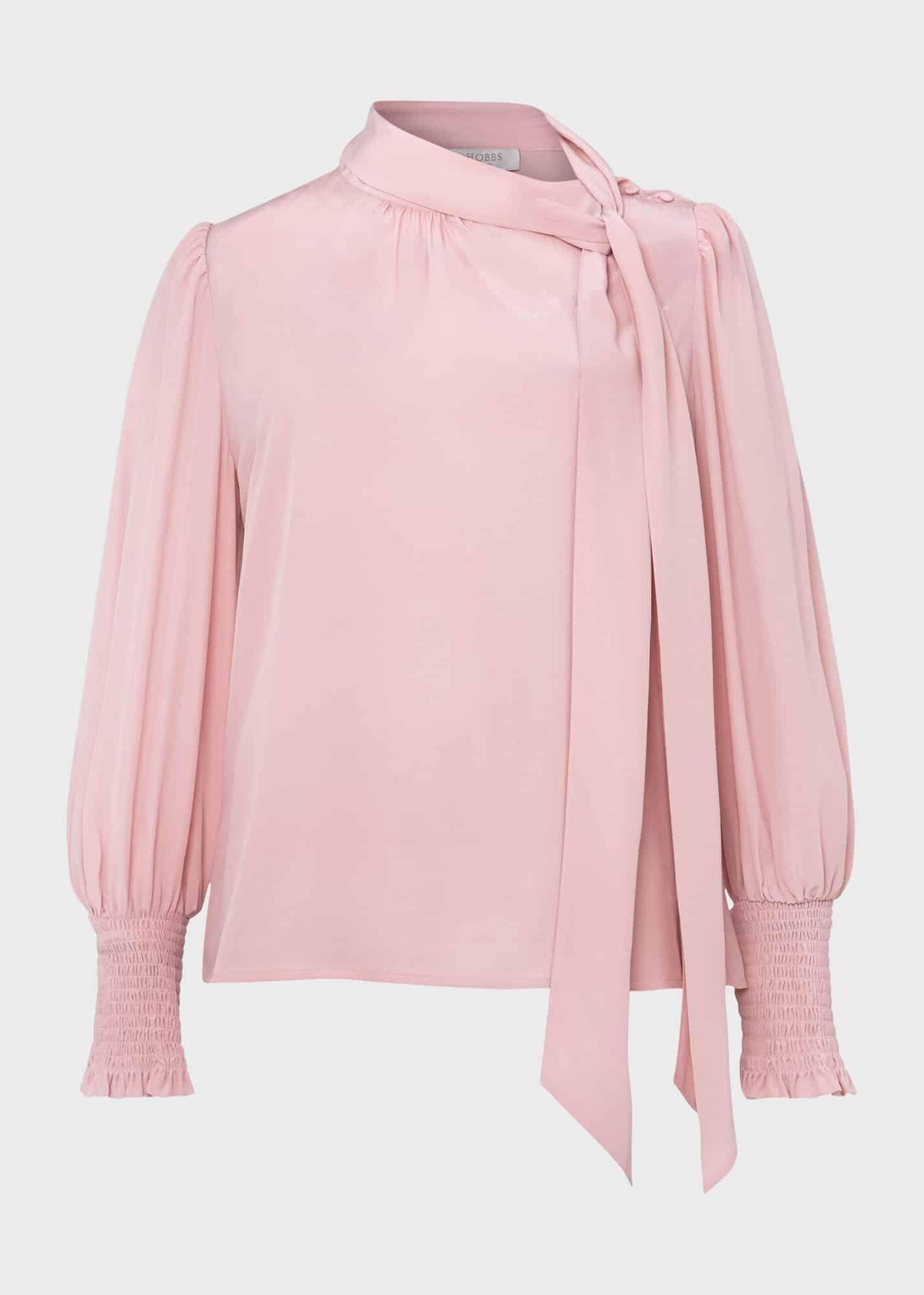 Thea Silk Blouse, Ballerina Pink, hi-res