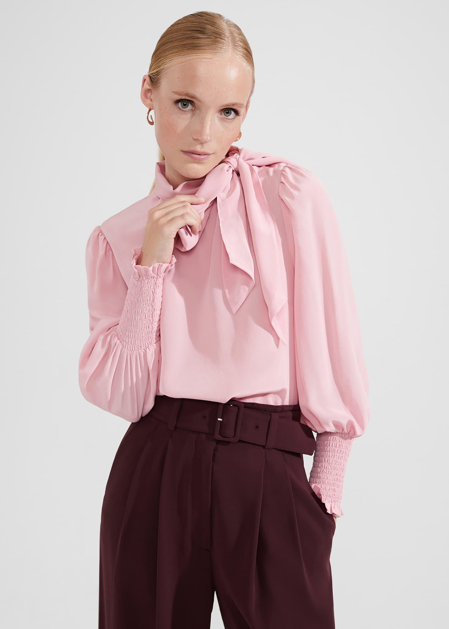Thea Silk Blouse, Ballerina Pink, hi-res