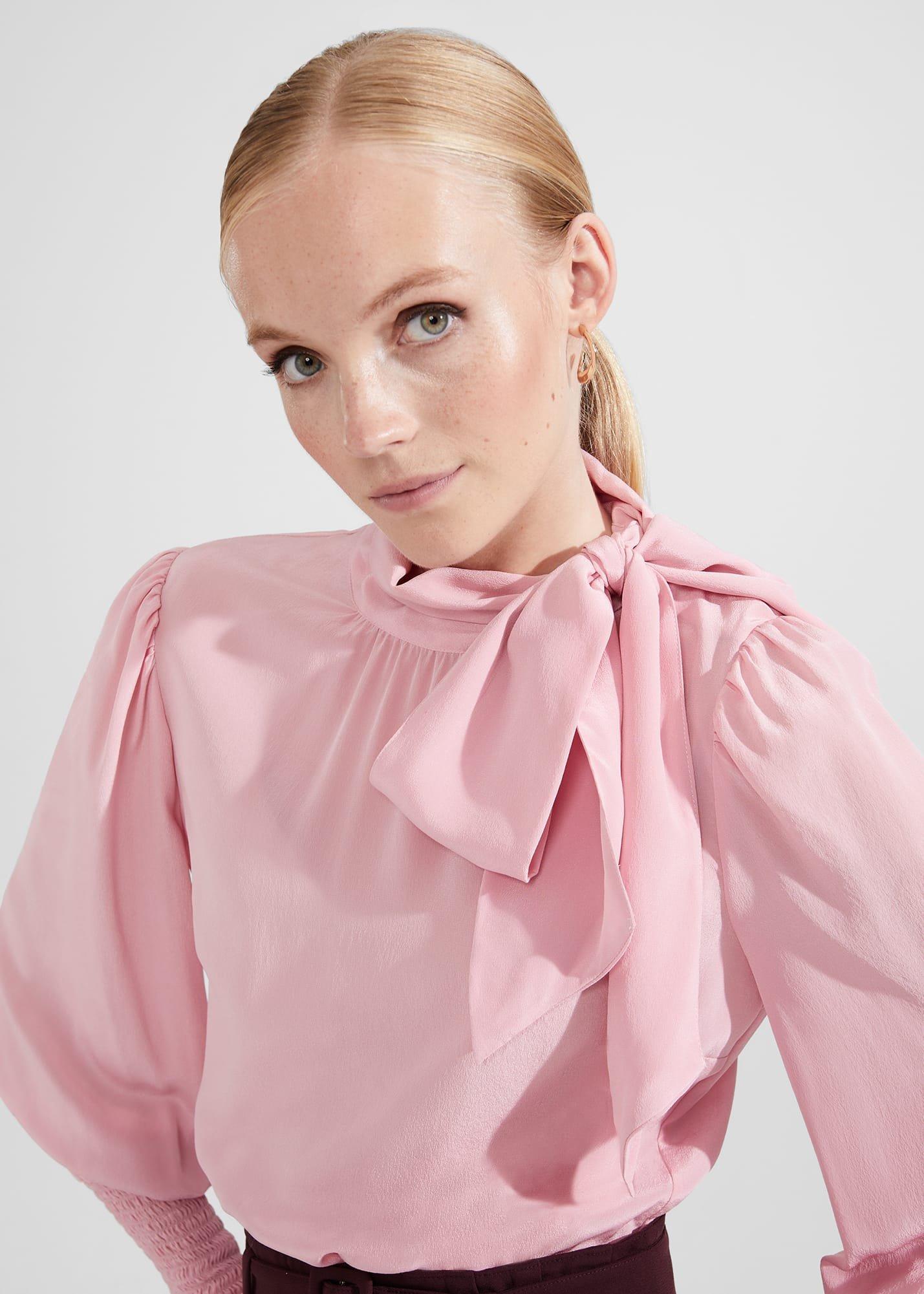 Thea Silk Blouse, Ballerina Pink, hi-res