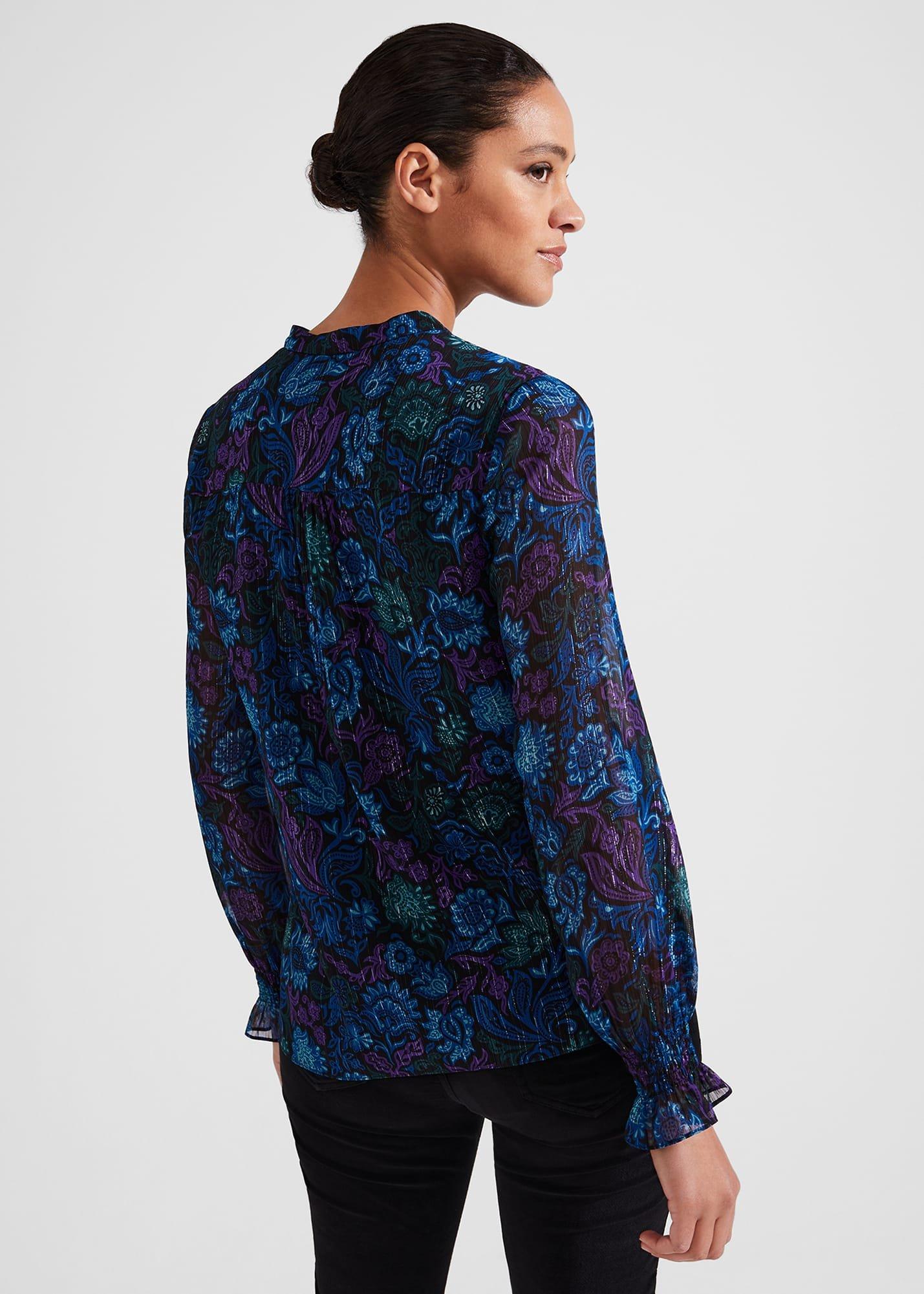 Aisha Lurex Blouse, Black Multi, hi-res