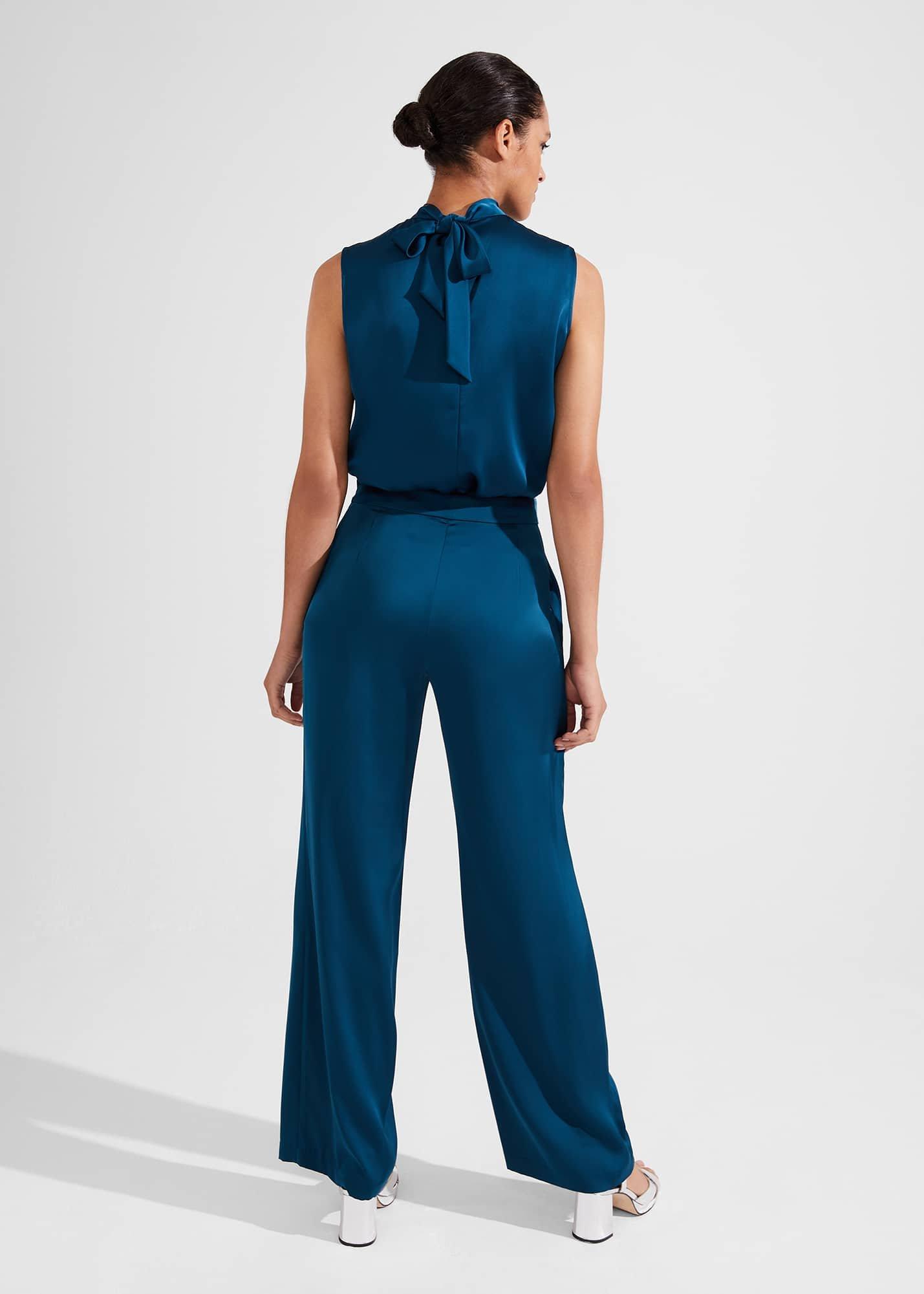 Eren Satin Blouse, Steel Blue, hi-res