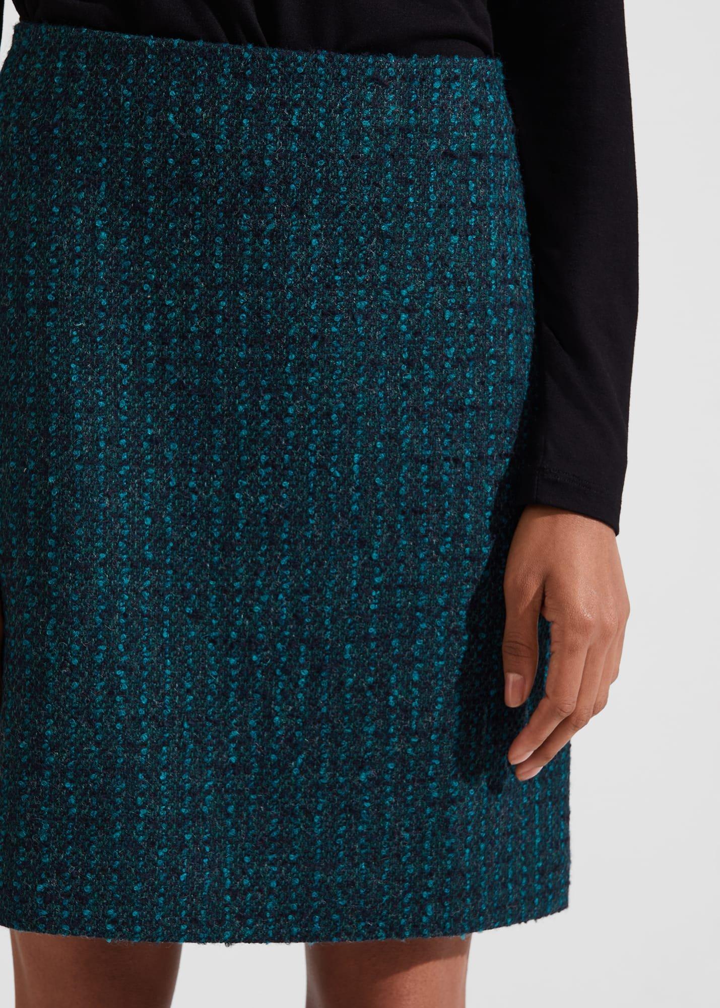 Teia Wool Skirt, Deep Teal Blue, hi-res