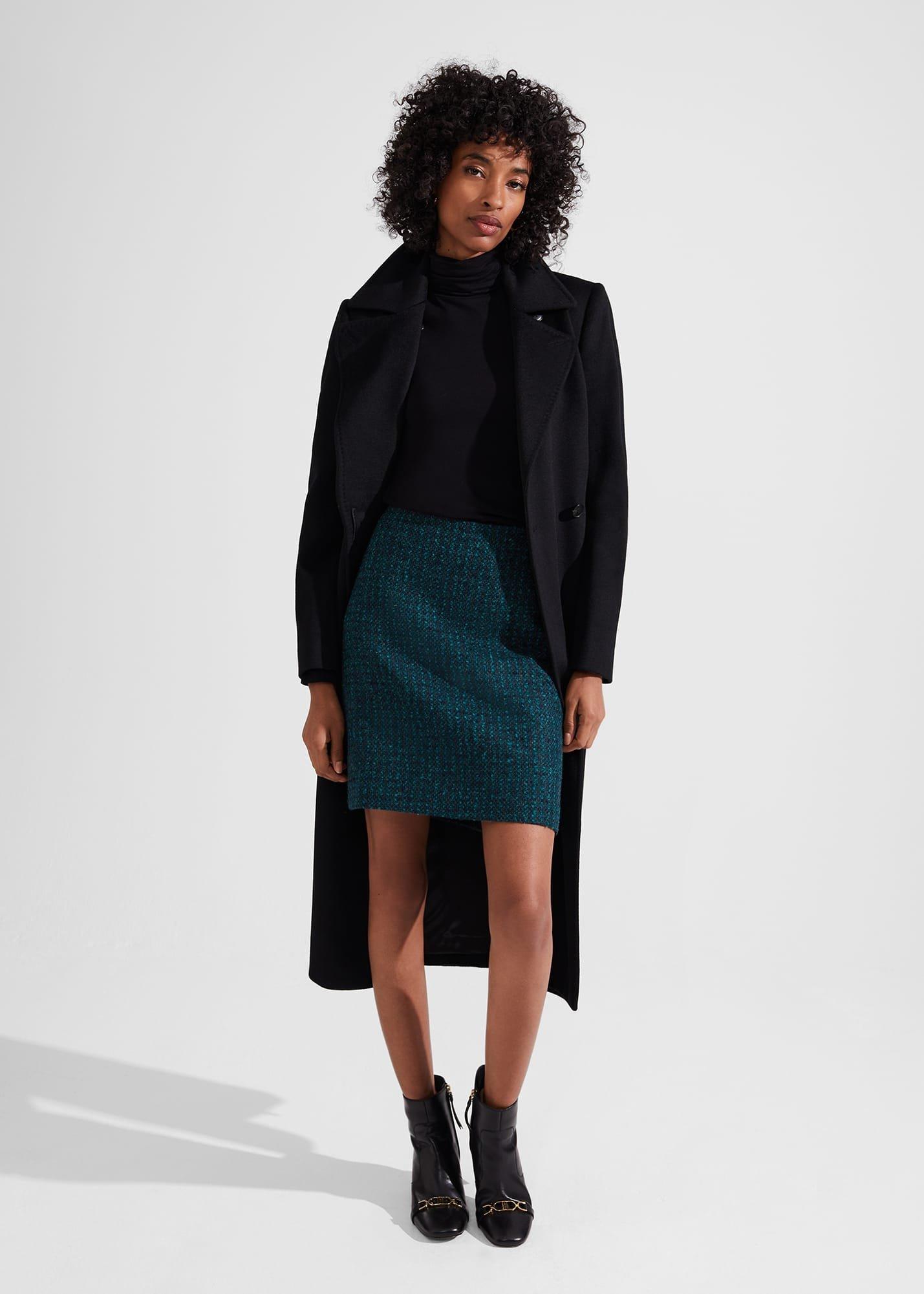 Teia Wool Skirt, Deep Teal Blue, hi-res