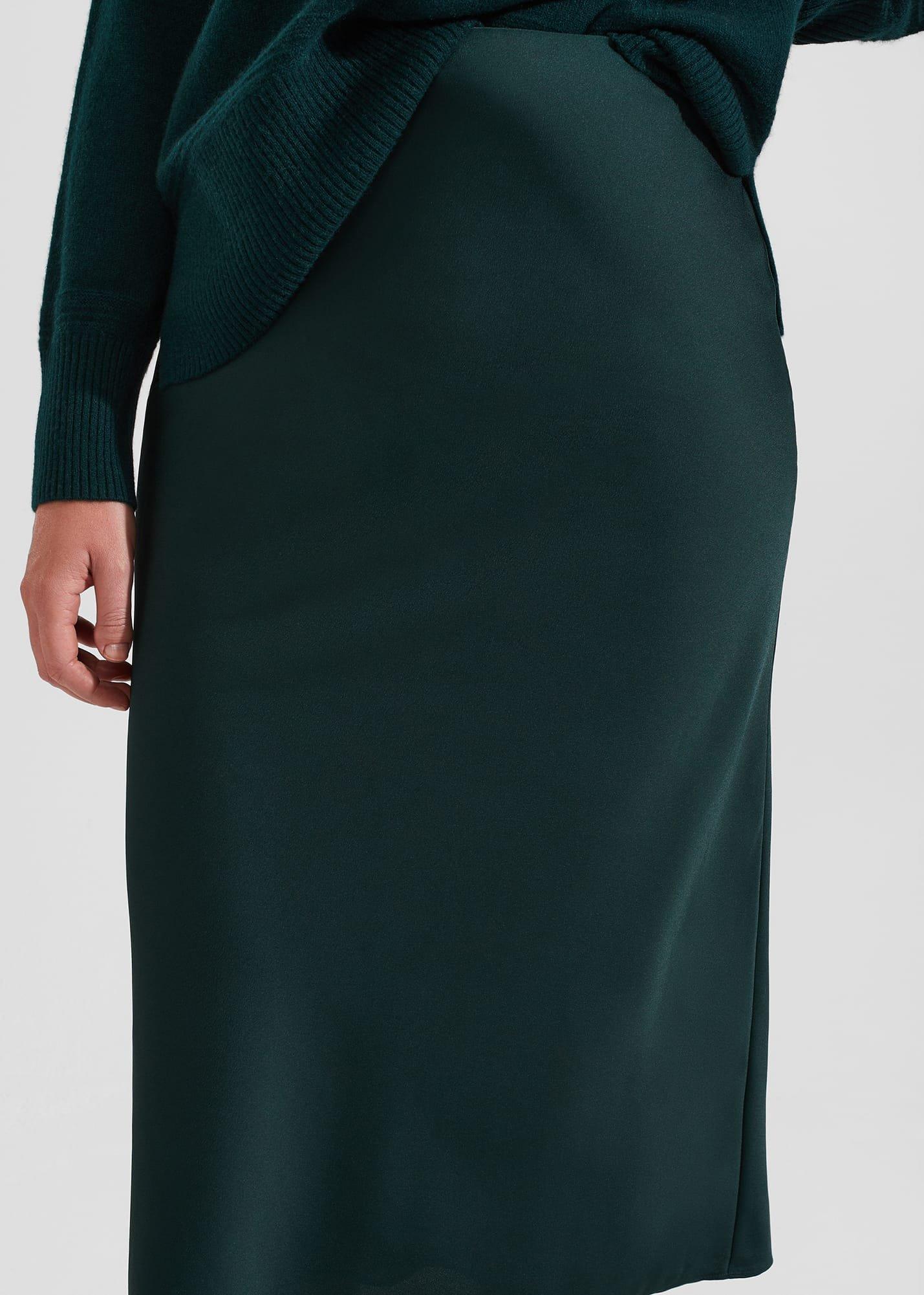 Jas Satin Skirt, Hawthorn Green, hi-res