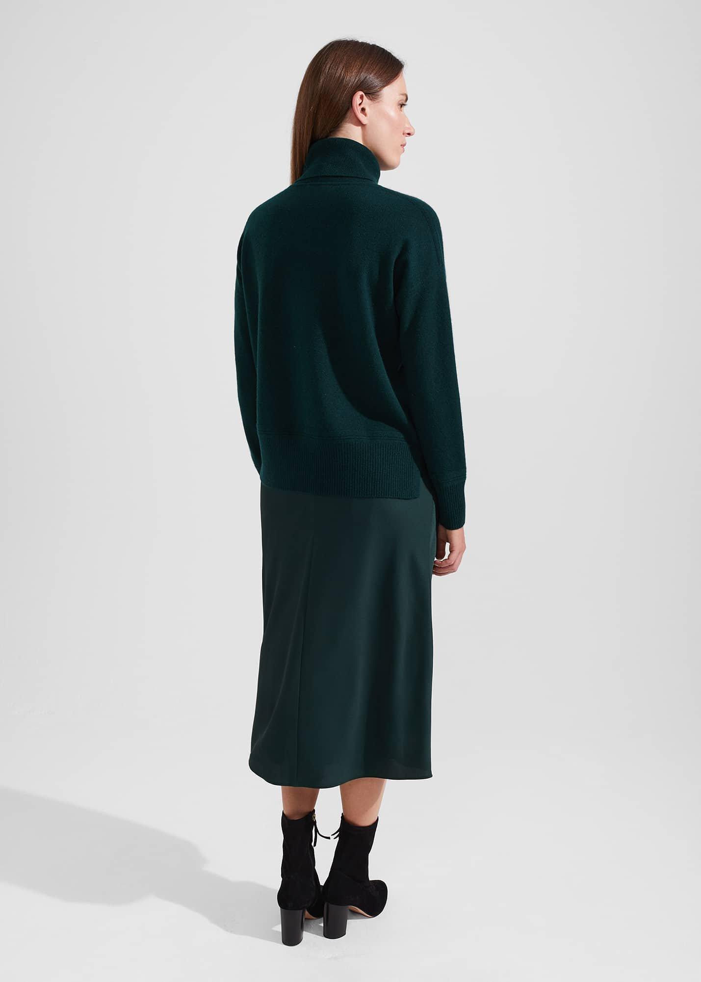 Jas Satin Skirt, Hawthorn Green, hi-res