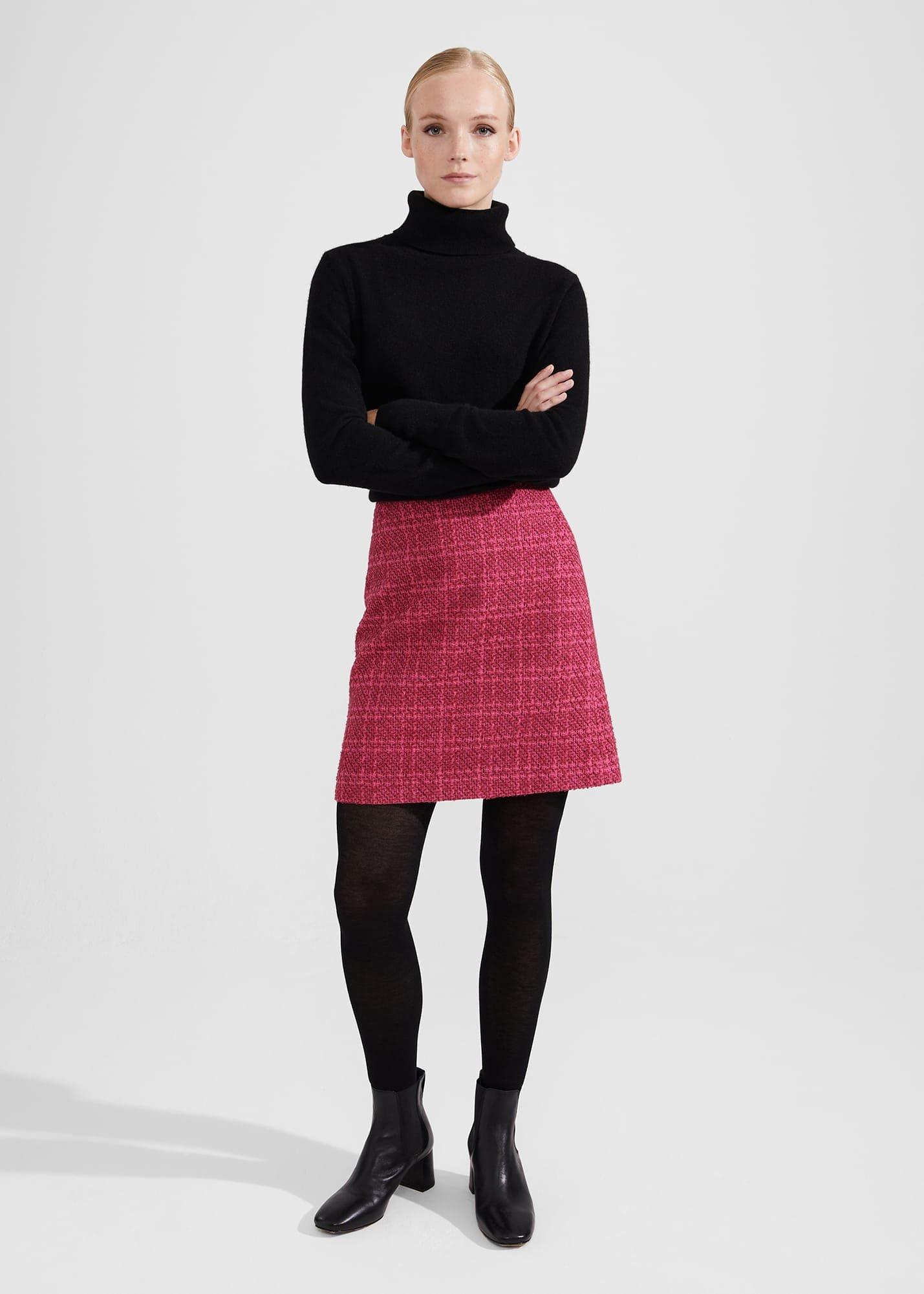 Ramona Tweed Skirt, Berry, hi-res