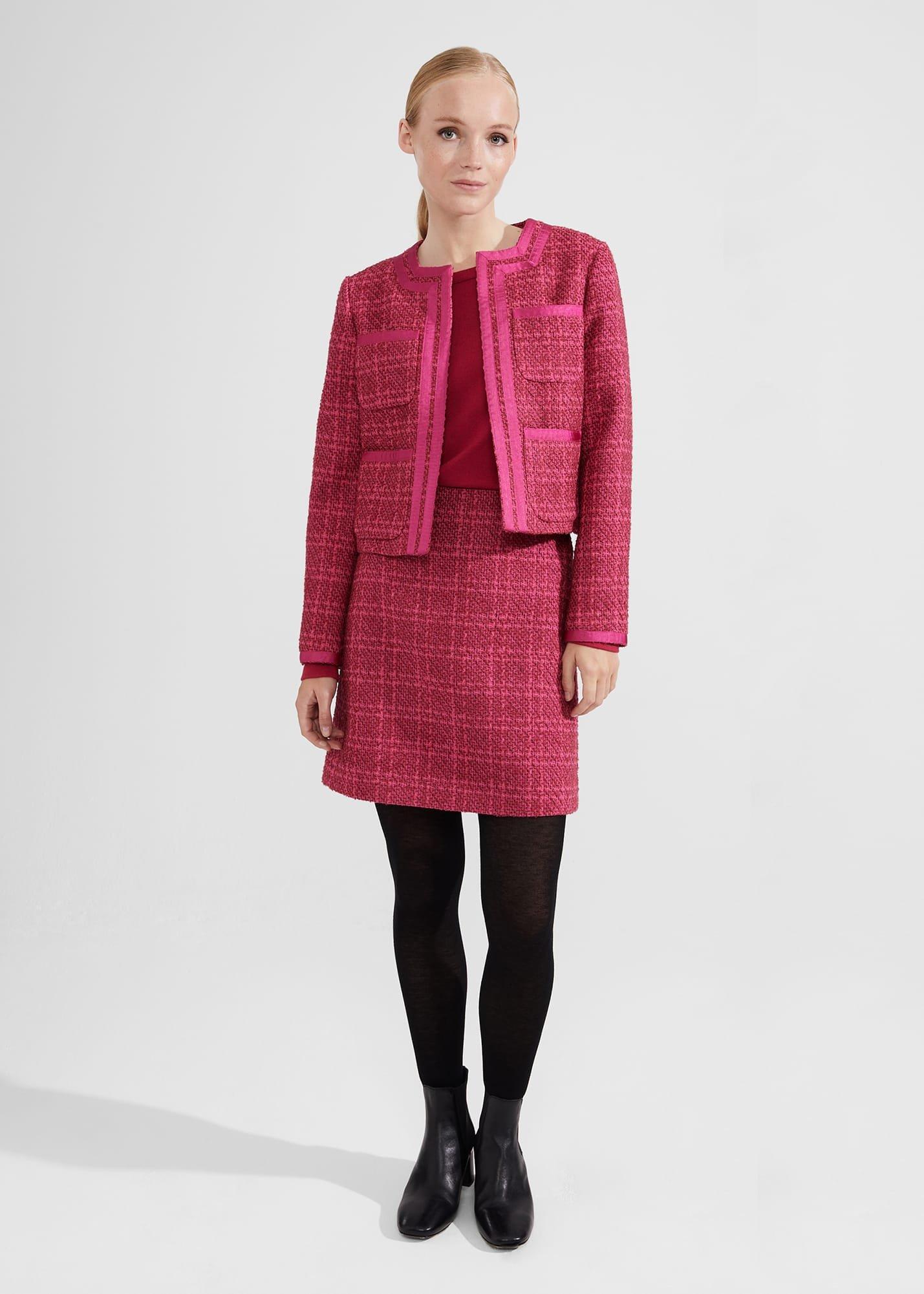 Ramona Tweed Skirt, Berry, hi-res