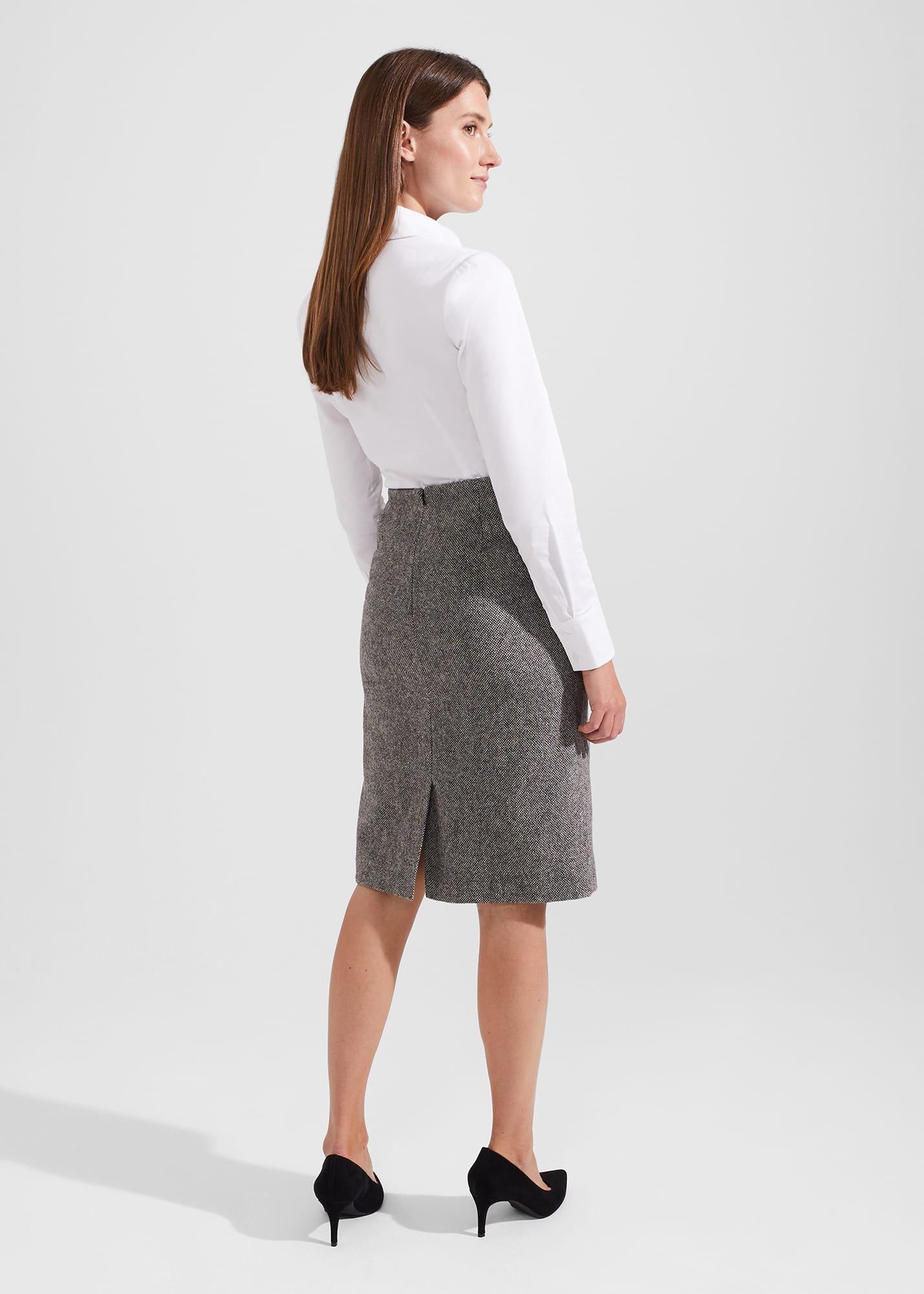 Elle Wool Skirt, Black White, hi-res