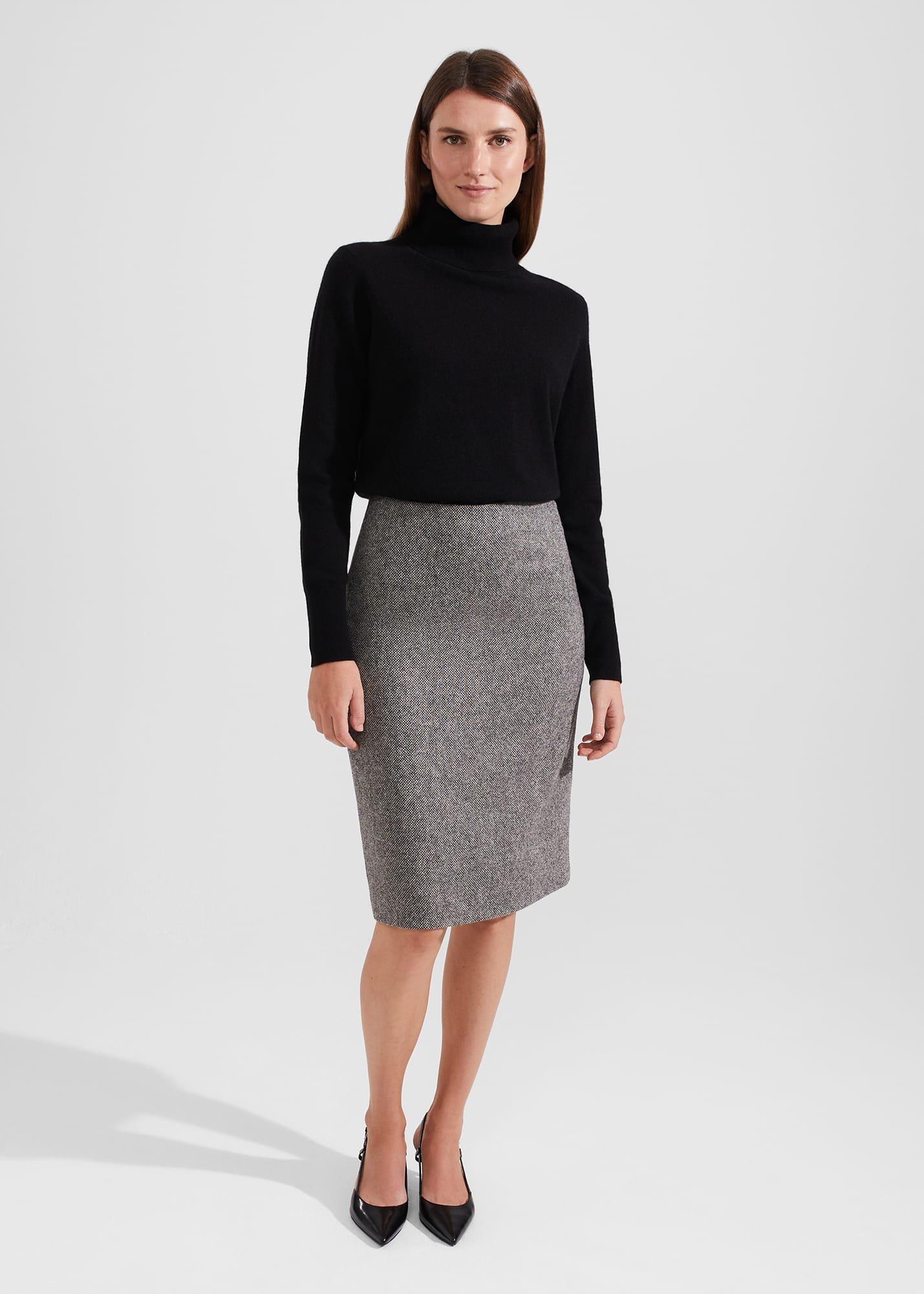 Elle Wool Skirt, Black White, hi-res