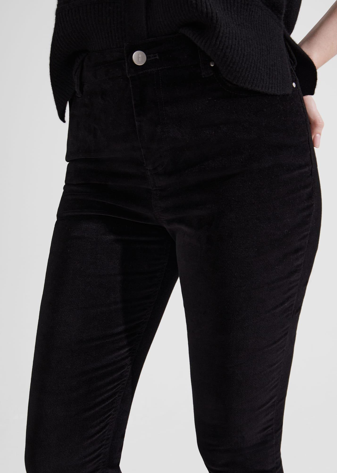 Gia Velvet Skinny Jeans, Black, hi-res