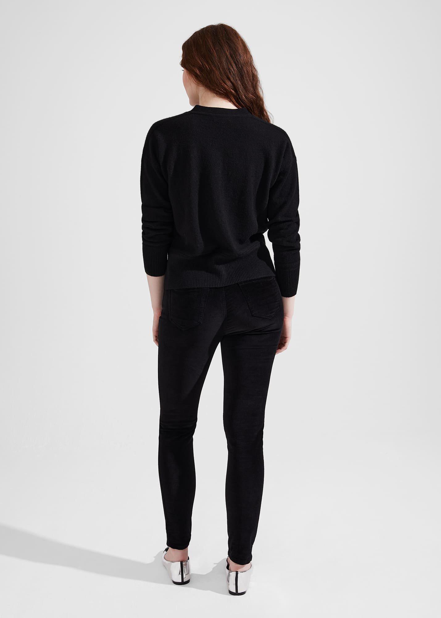 Gia Velvet Skinny Jeans, Black, hi-res