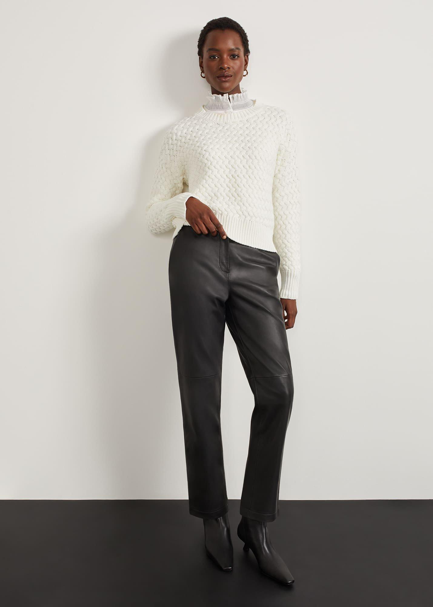 Kinsey Leather Trousers, Black, hi-res