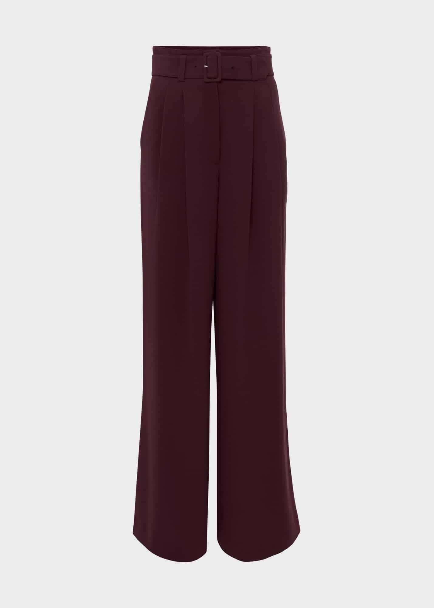 Hilary Wide Leg Trousers, Mahogany Red, hi-res