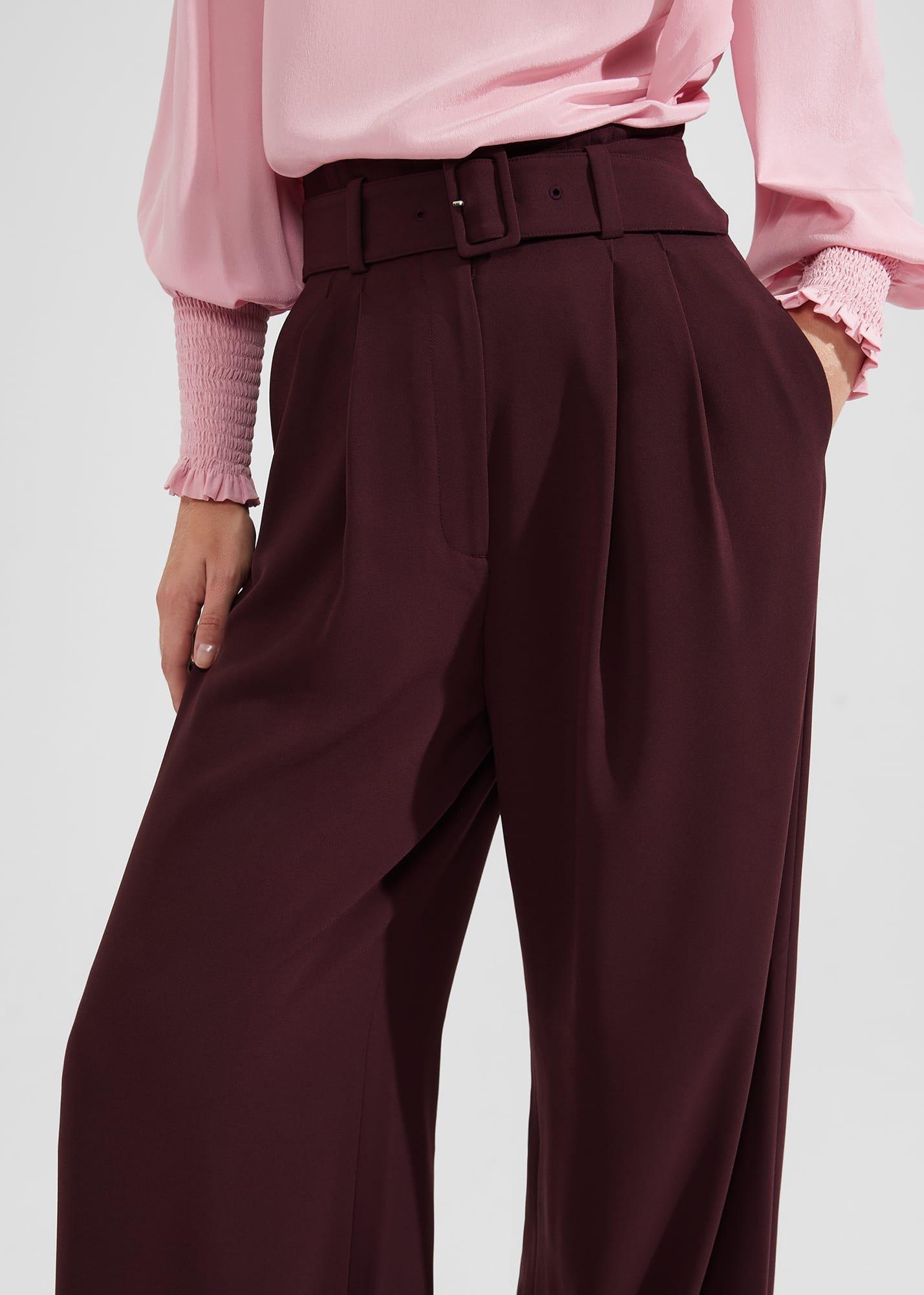 Hilary Wide Leg Trousers, Mahogany Red, hi-res