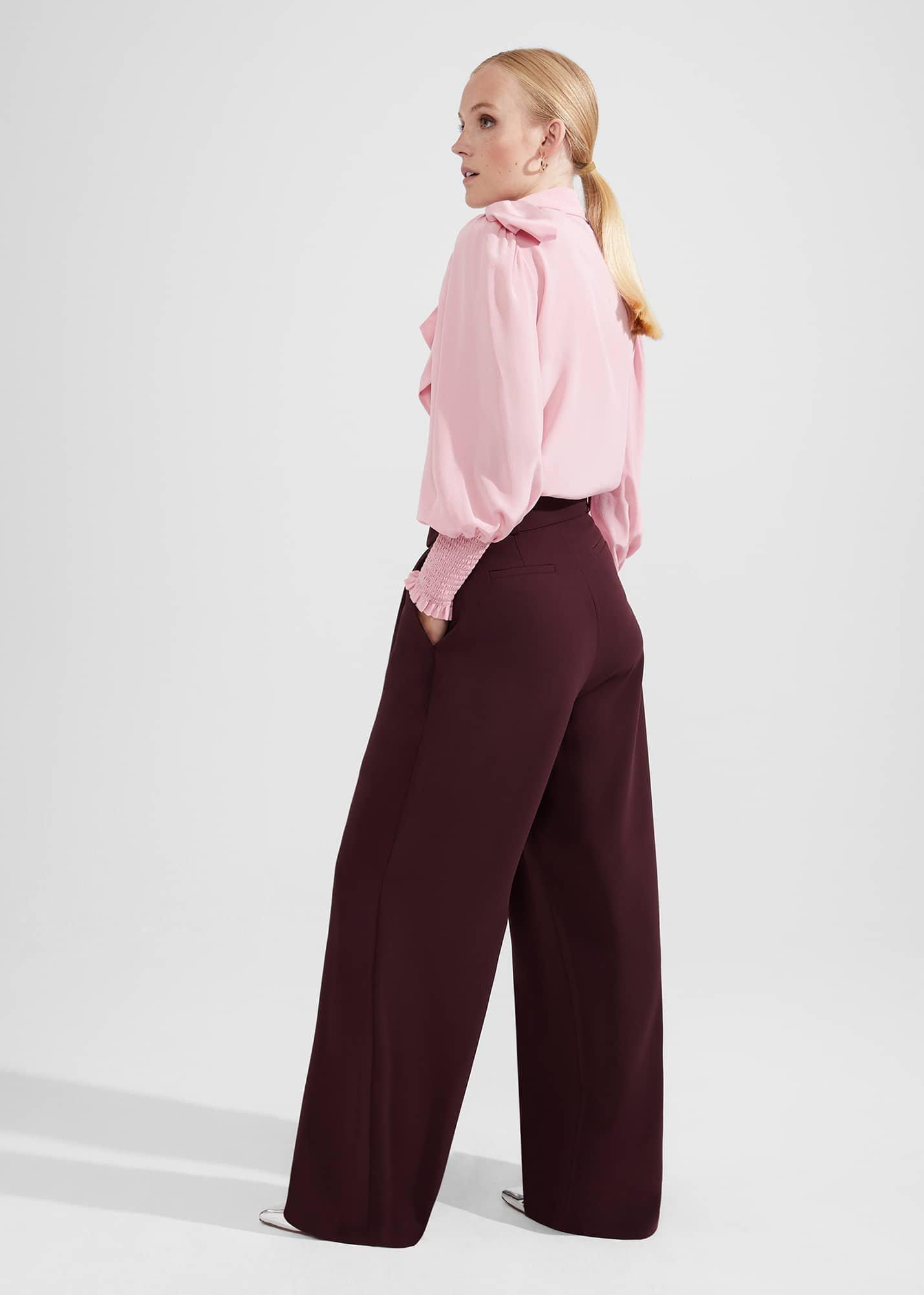 Hilary Wide Leg Trousers, Mahogany Red, hi-res