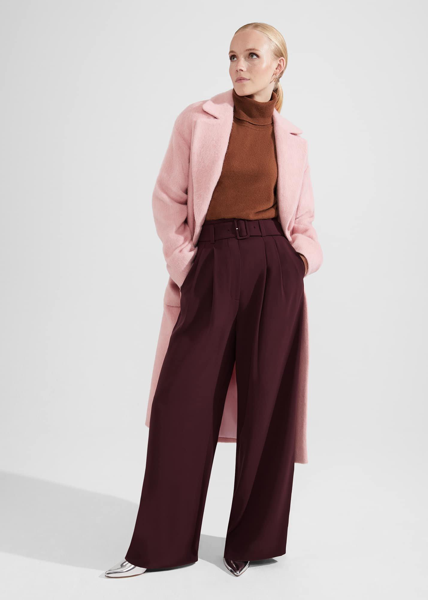 Hilary Wide Leg Trousers, Mahogany Red, hi-res