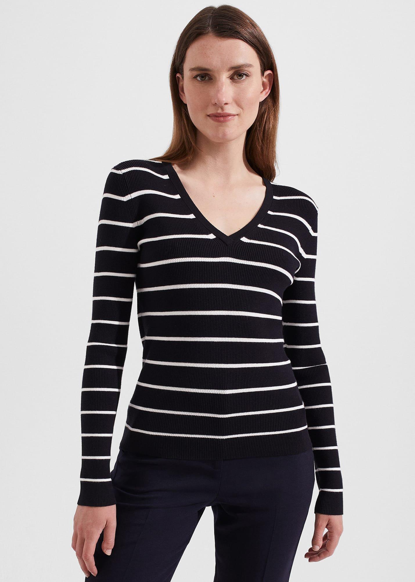 Nova Stripe Jumper, Navy Ivory, hi-res