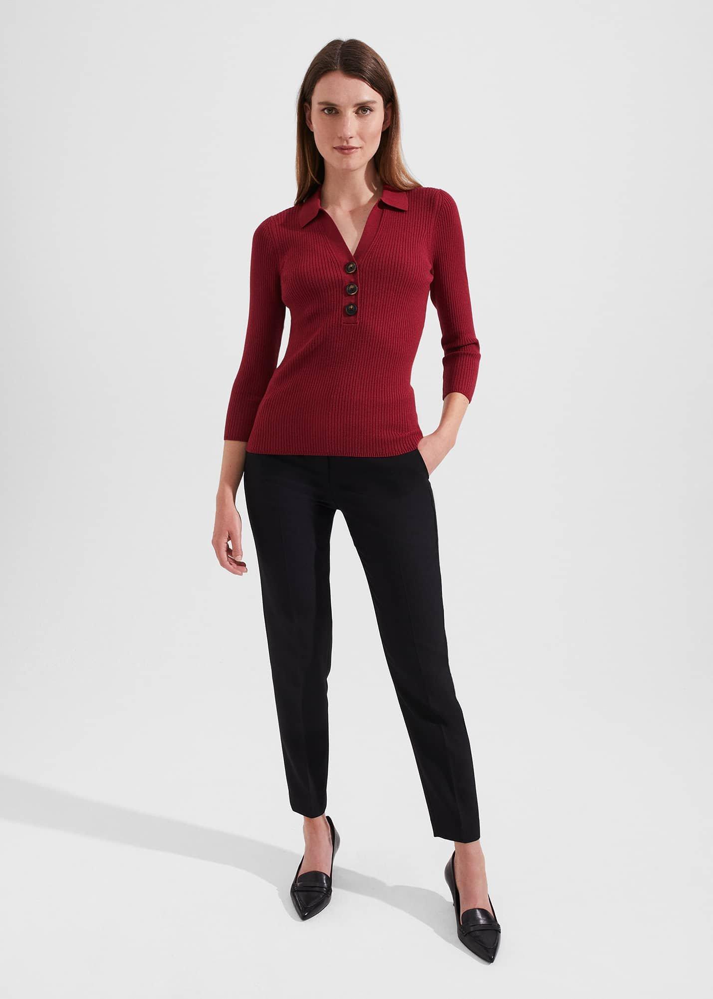 Edie Knitted Shirt, Rhubarb Red, hi-res