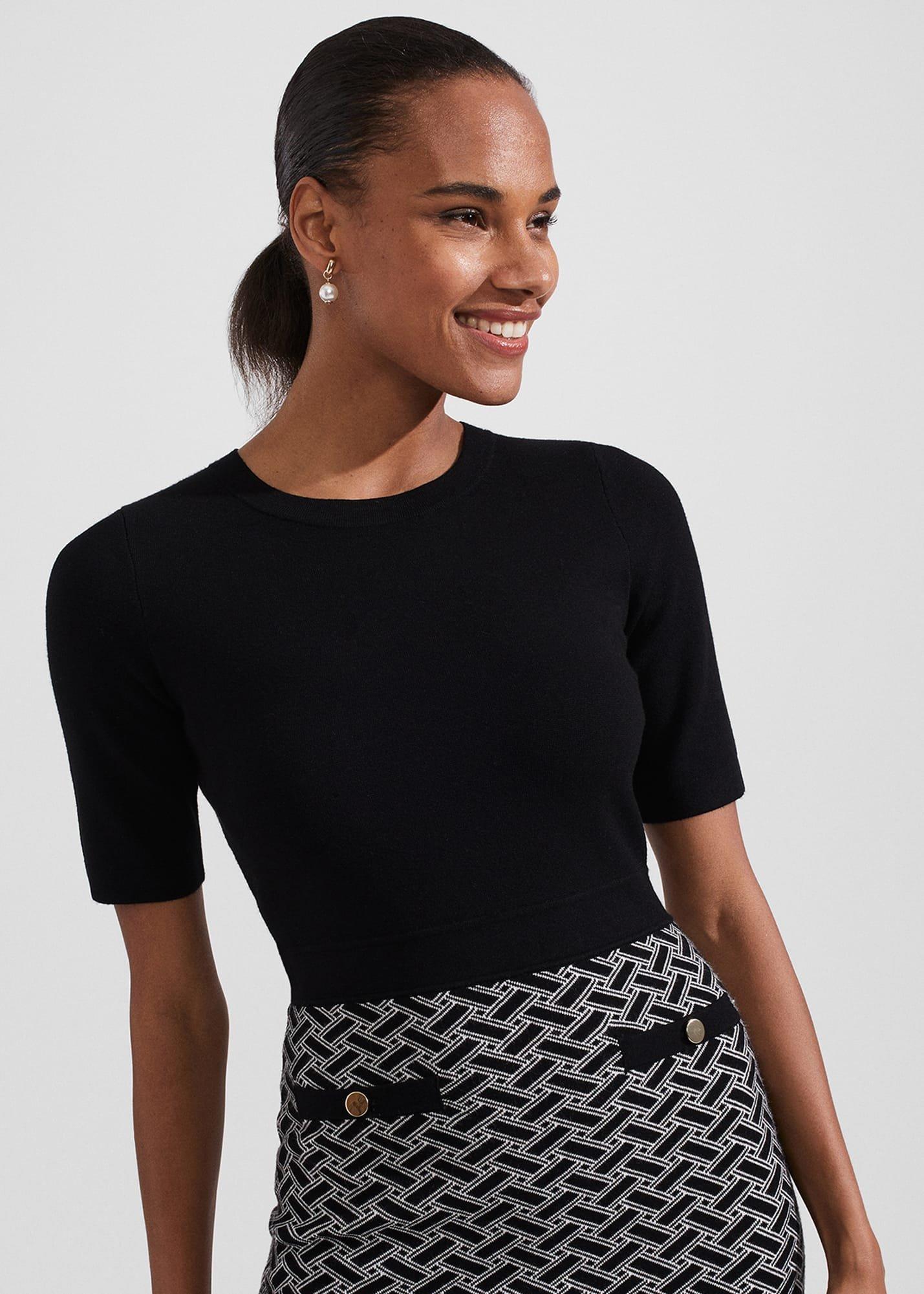 Perrie Knitted Dress, Black Ivory, hi-res