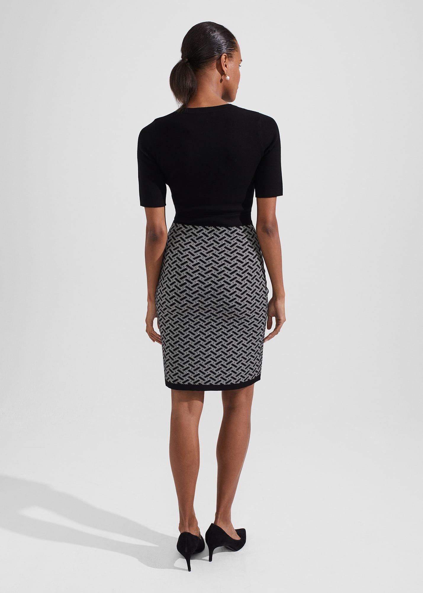 Perrie Knitted Dress, Black Ivory, hi-res