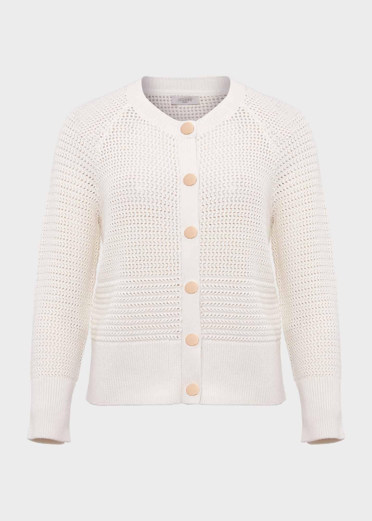 Florentina Cotton Cardigan, Ivory, hi-res