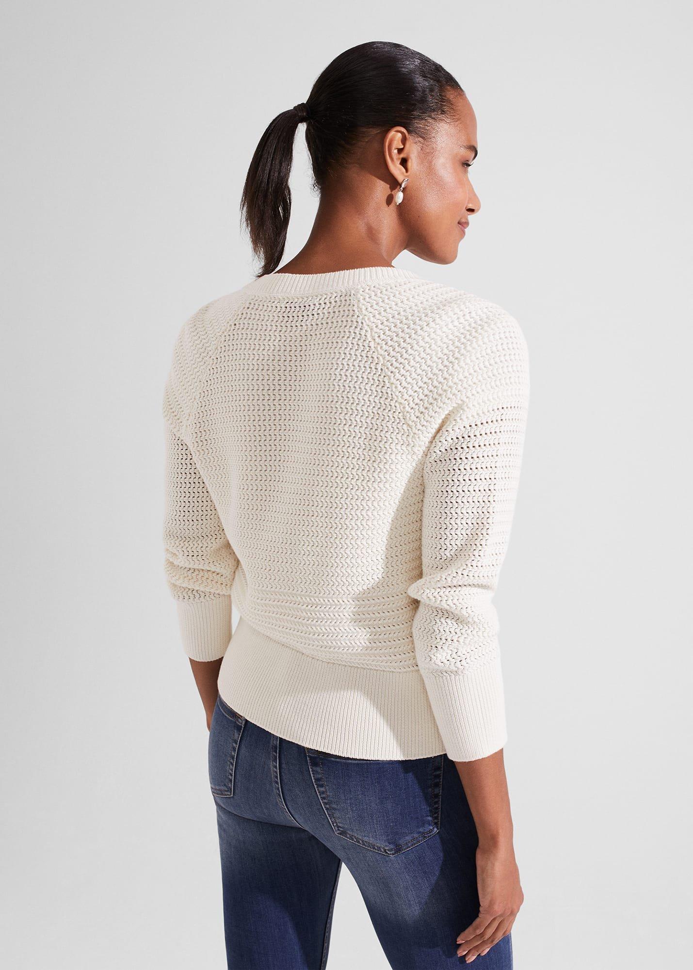 Florentina Cotton Cardigan, Ivory, hi-res