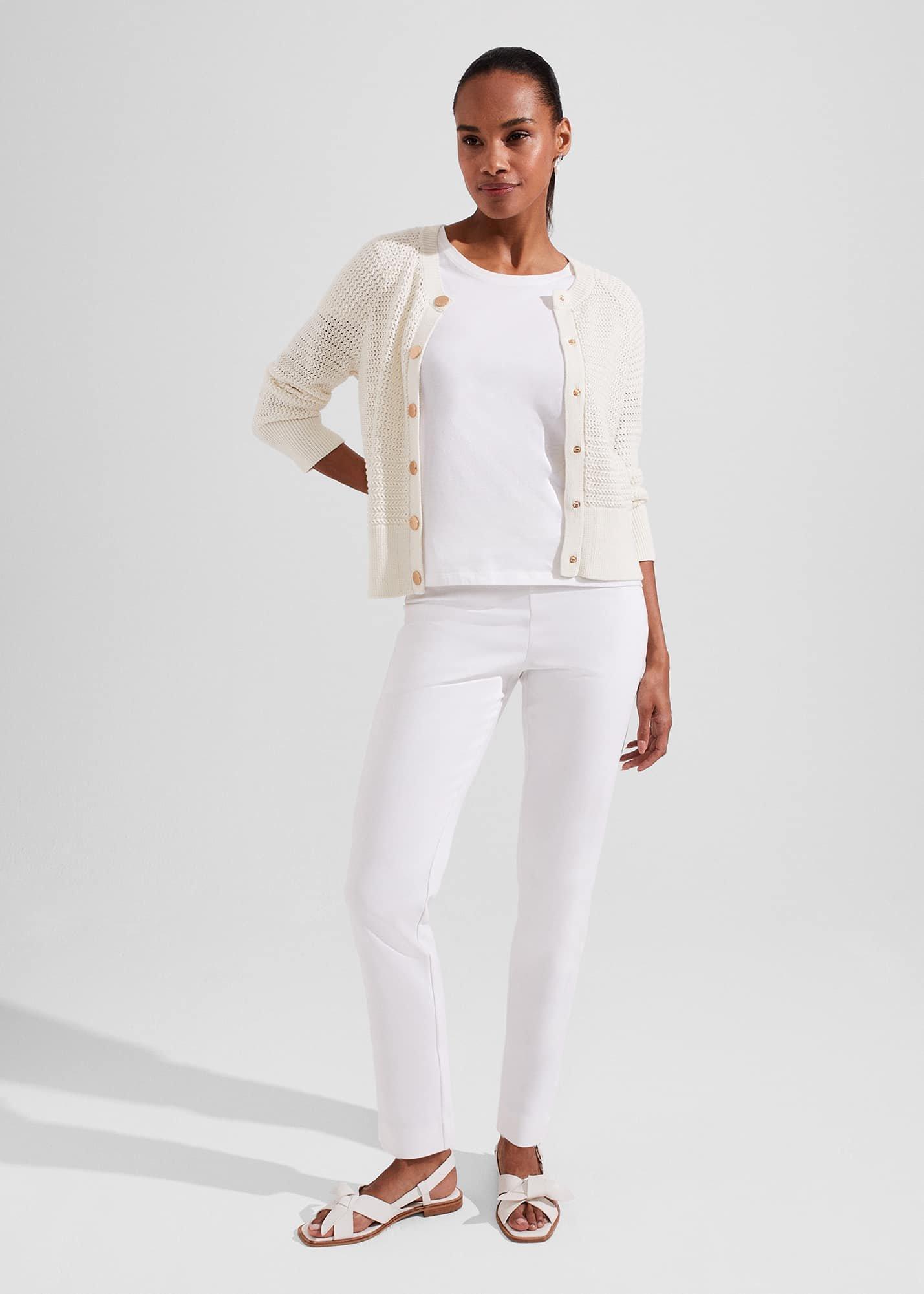 Florentina Cotton Cardigan, Ivory, hi-res