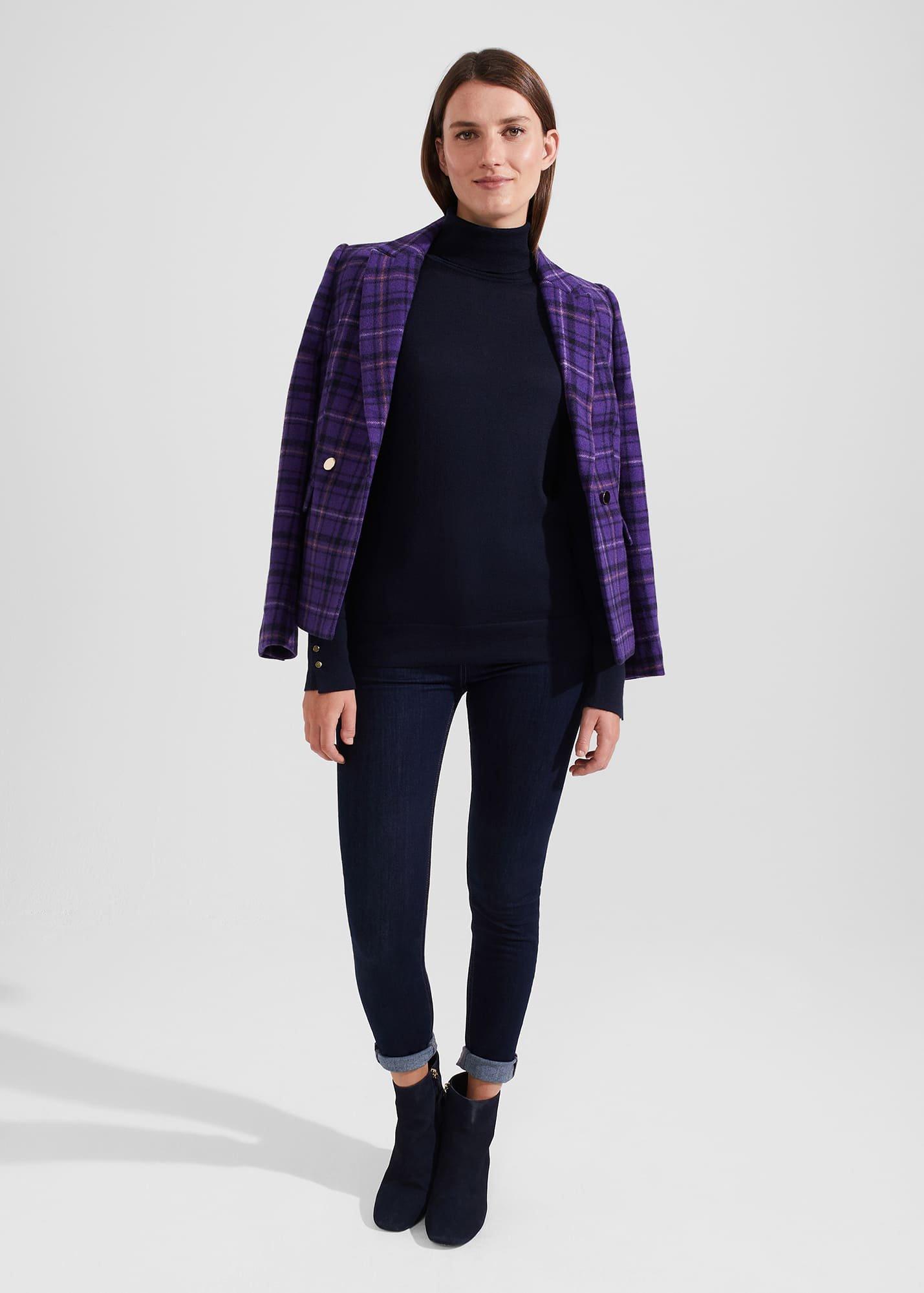 Lara Merino Wool Roll Neck Sweater, Navy, hi-res