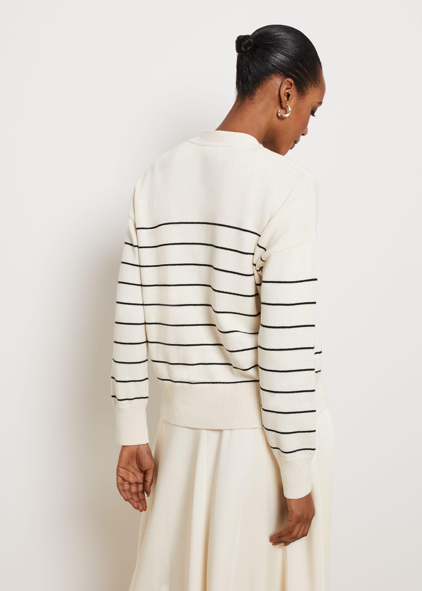 Carleton Cotton Cardigan, Ivory Black, hi-res