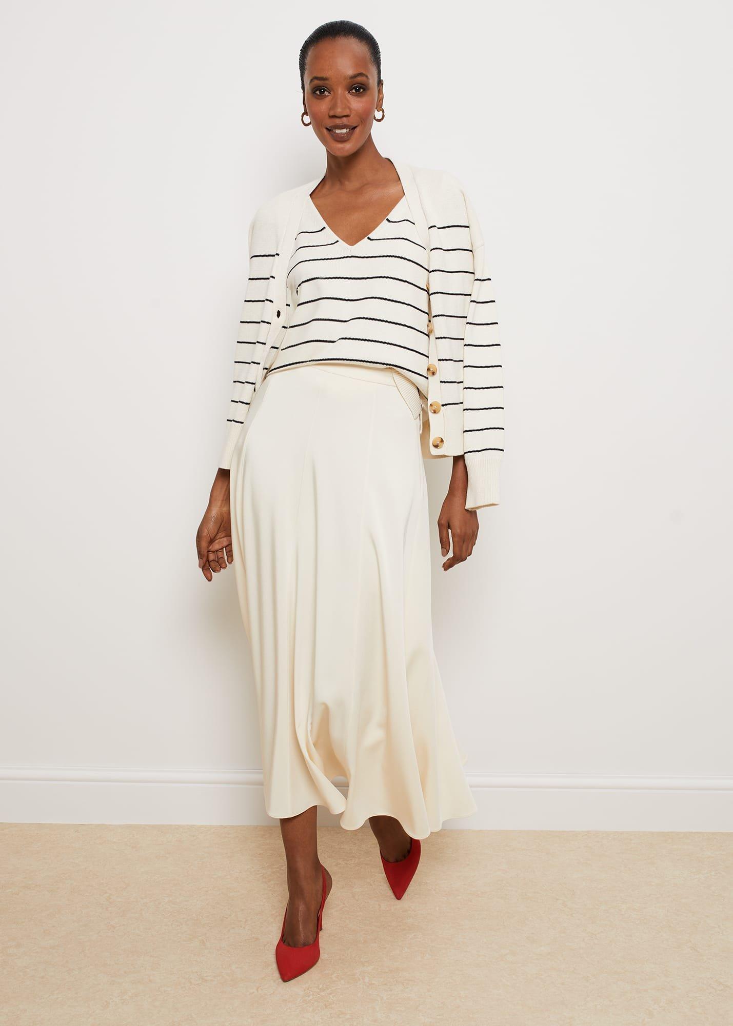 Carleton Cotton Cardigan, Ivory Black, hi-res