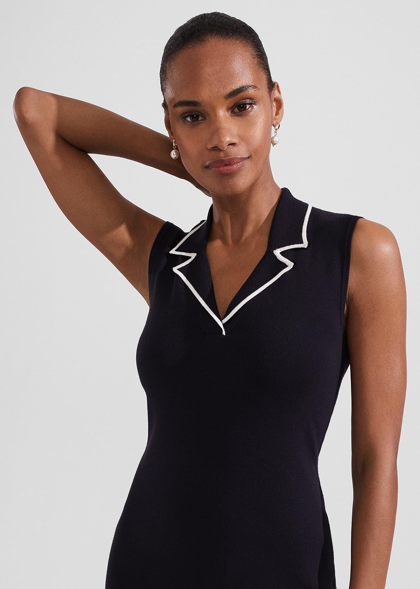 Payton Knitted Dress, Navy Ivory, hi-res