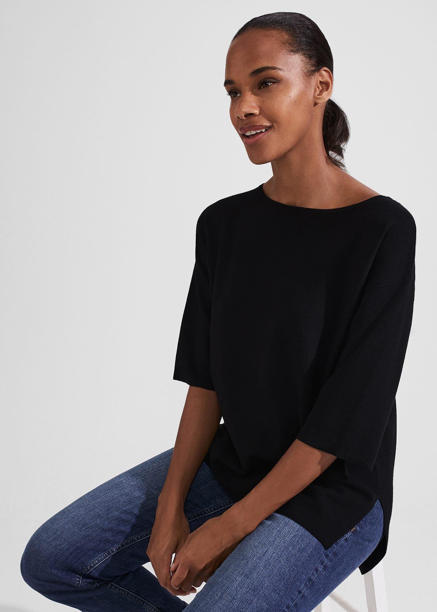 Cora Knitted Top, Black, hi-res