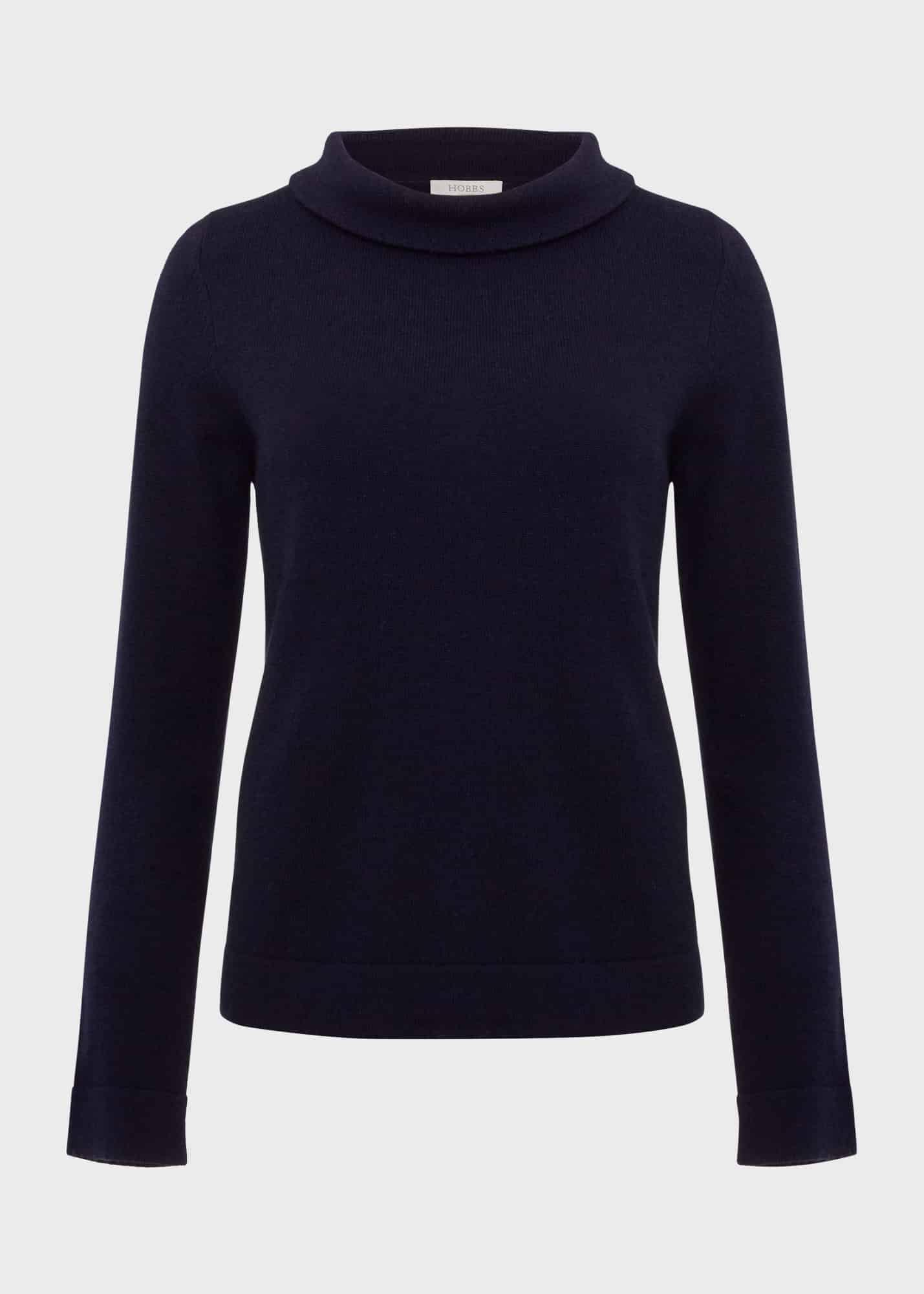 Audrey Wool Cashmere Jumper, Navy, hi-res