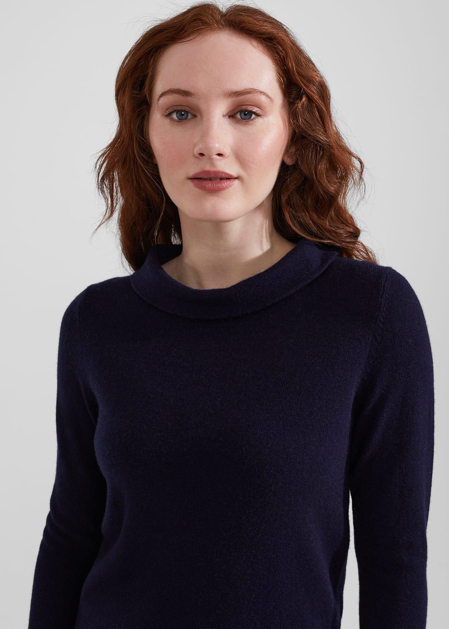 Audrey Wool Cashmere Jumper, Navy, hi-res