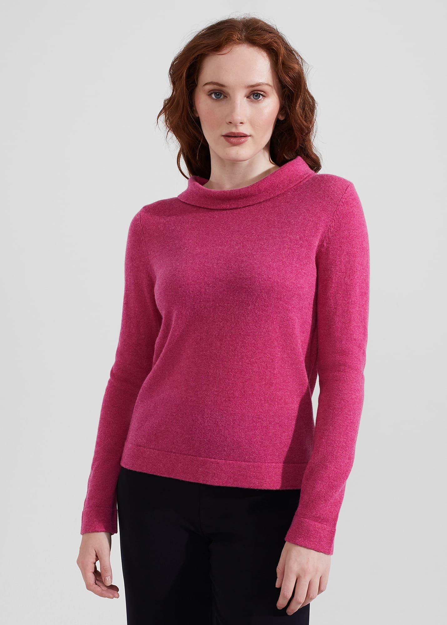 Audrey Wool Cashmere Jumper, Pink Marl, hi-res