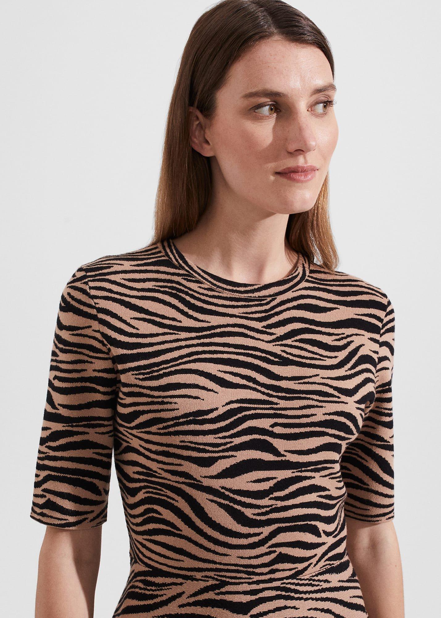 Madison Knitted Dress, Black Camel, hi-res