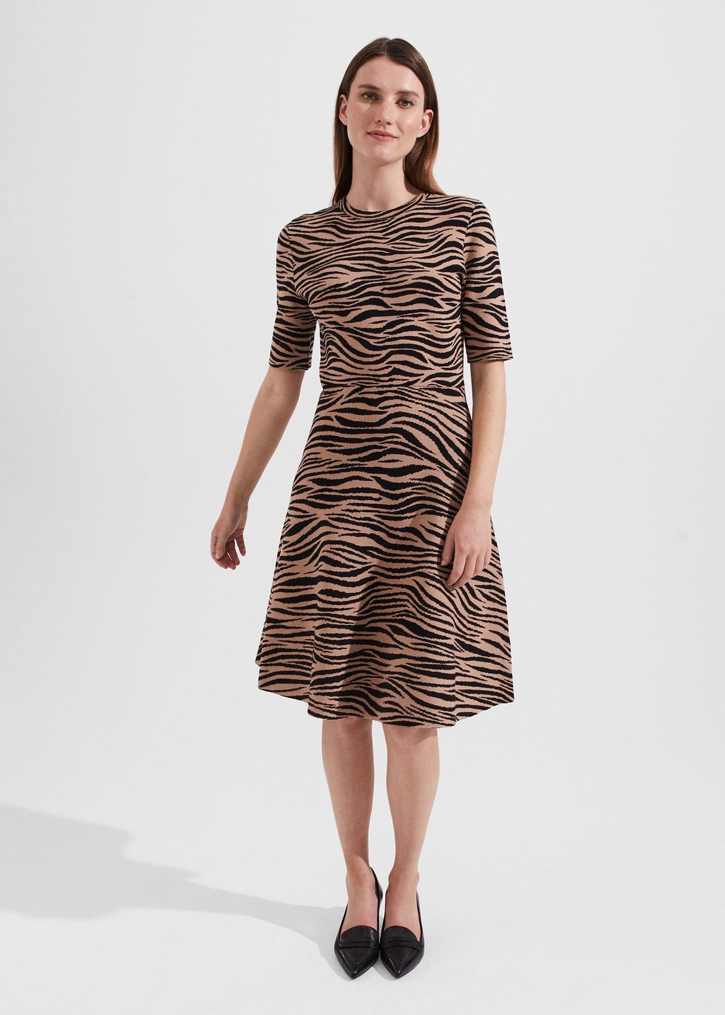 Madison Knitted Dress, Black Camel, hi-res