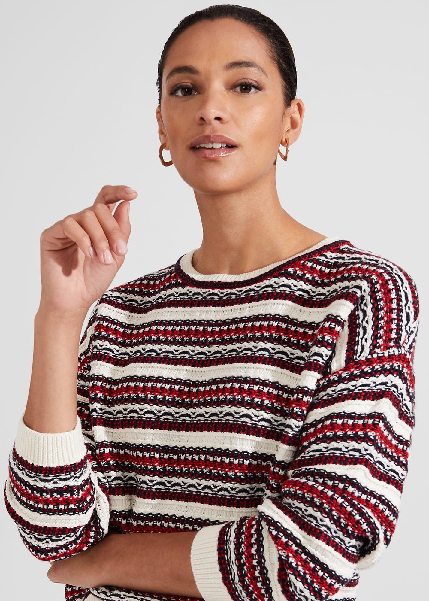 Santana Cotton Jumper, Navy Multi, hi-res