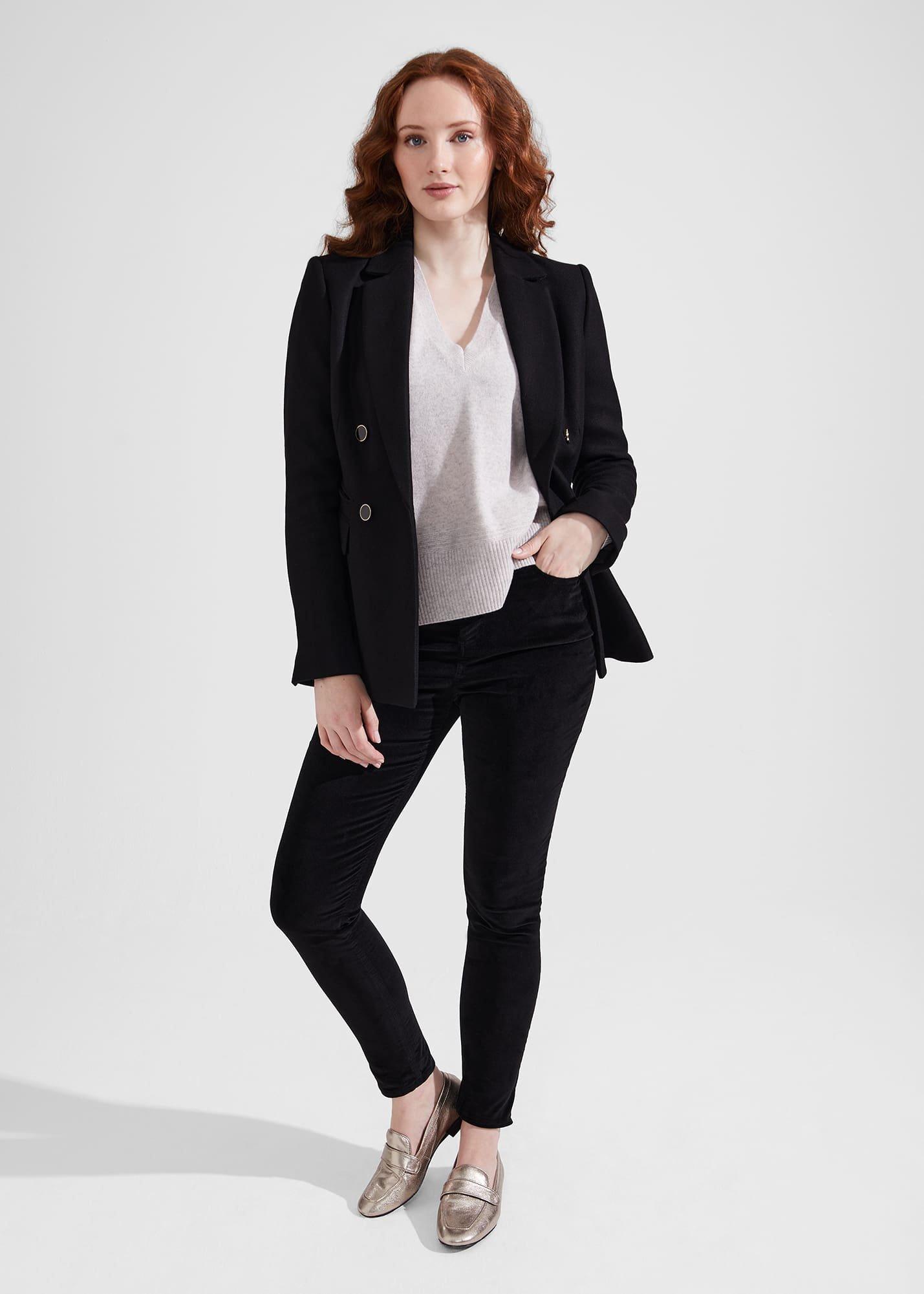 Jessa V Neck Cashmere Jumper, Pale Grey Marl, hi-res