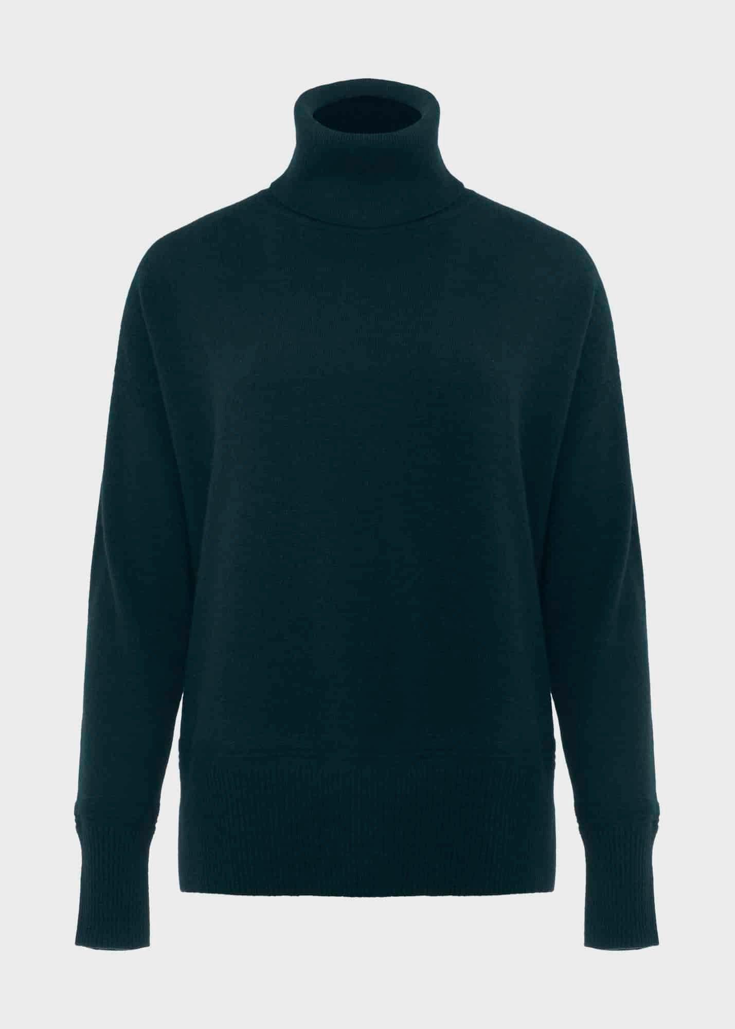 Delora Cashmere Roll Neck Jumper, Hawthorn Green, hi-res